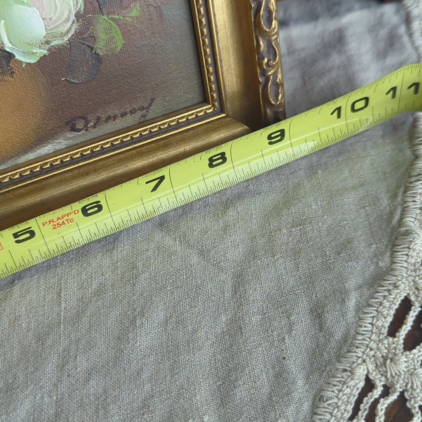 Vintage Hand Painted Floral Still Life Painting 7x9 Framed Romantic Cottage Art