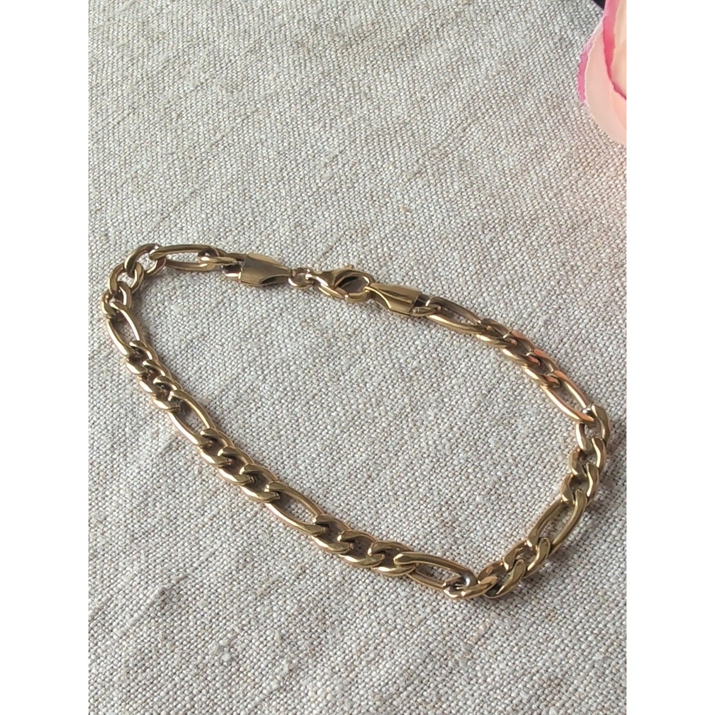 Vintage Gold Tone Stainless Steel Link Chain Bracelet Minimalist