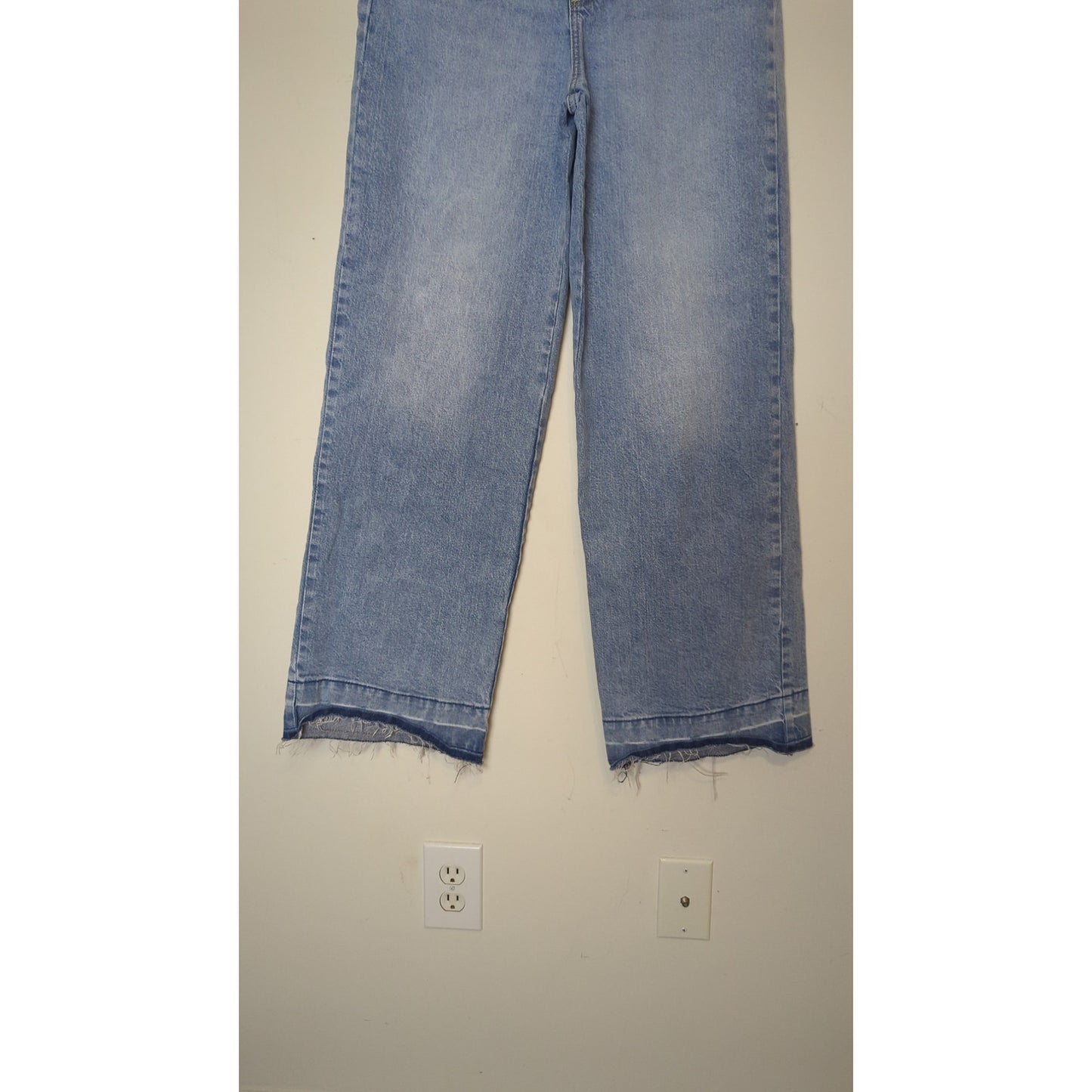 Retro Utility Streetwear High-rise Wide Straight Leg Raw Hem Jeans 6R