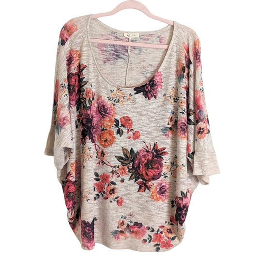 Cottagecore Lightweight Batwing Antique Floral Print Sweater Women's Size XL