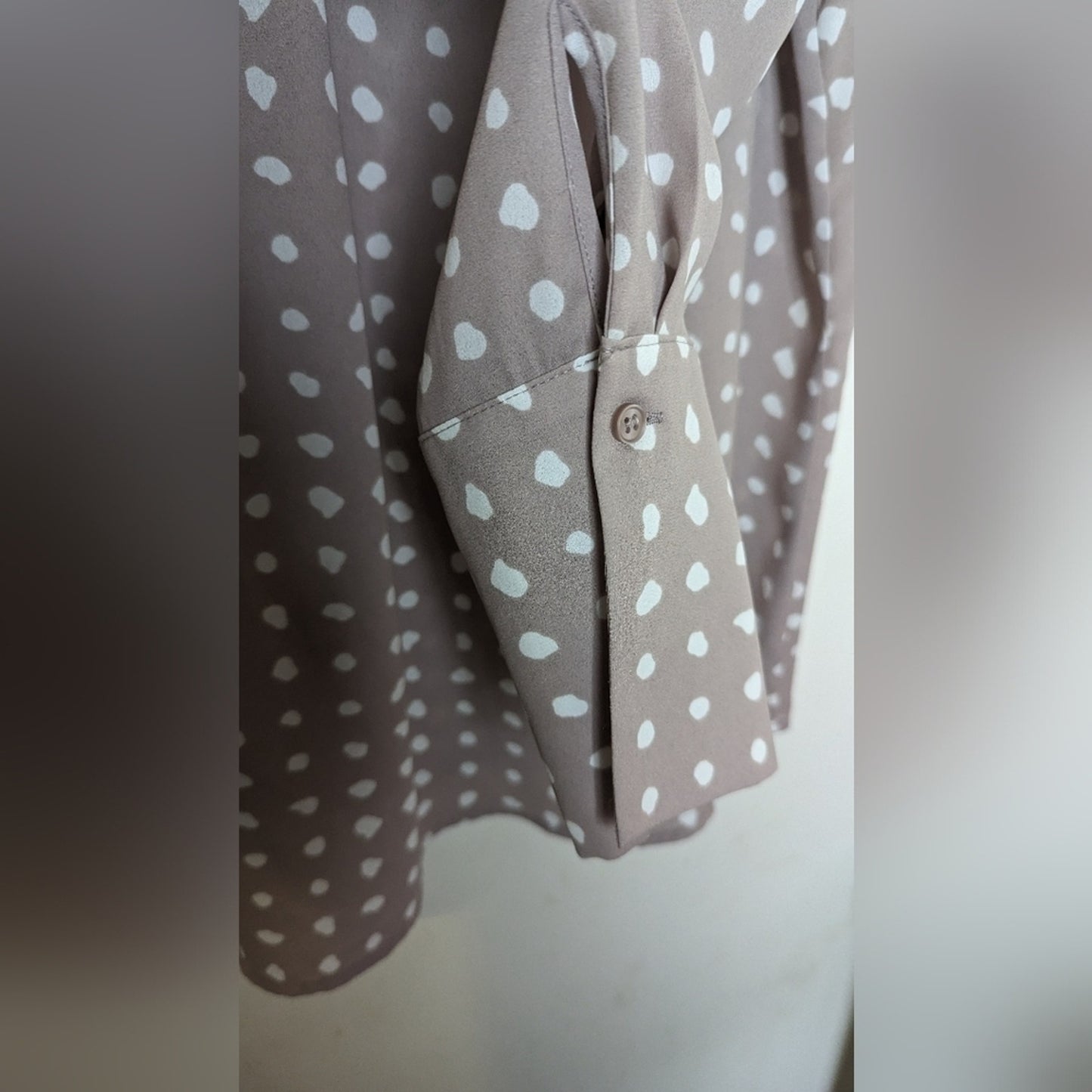 Pale Pink & White Feminine Polkadot Blouse Women's size Medium