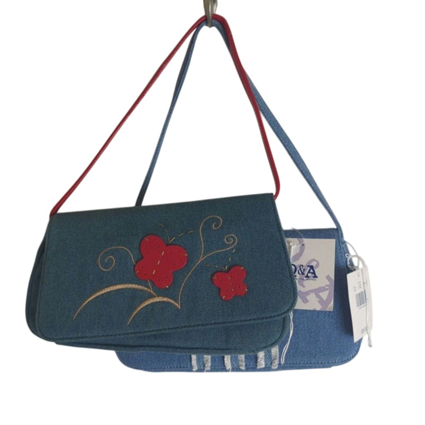 NWT 2 Bundle Y2K Q&A Denim Handbags Embroidered Patchwork