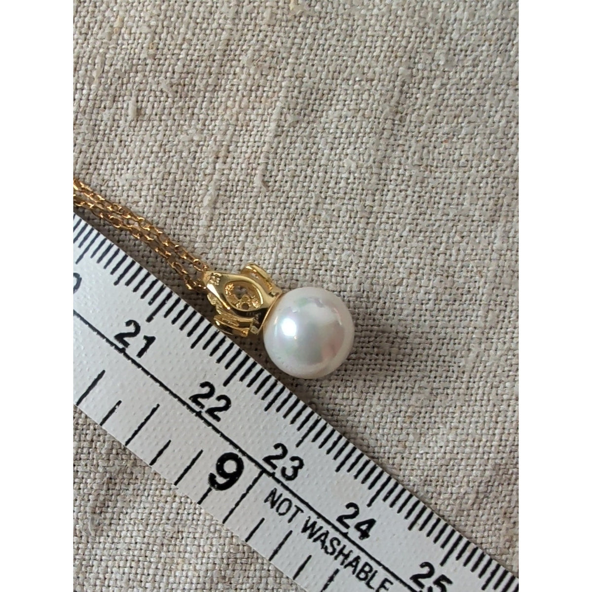925 Sterling Silver Crown Pearl Pendant Necklace CZ Accents Glass Pearl