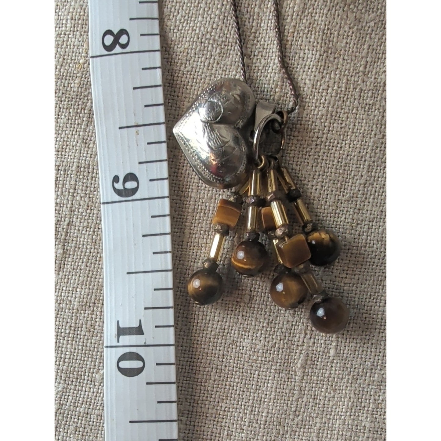 Vintage Free Spirit Jewelry Set Tiger Eye Heart Wing Earrings Romantic Pendant