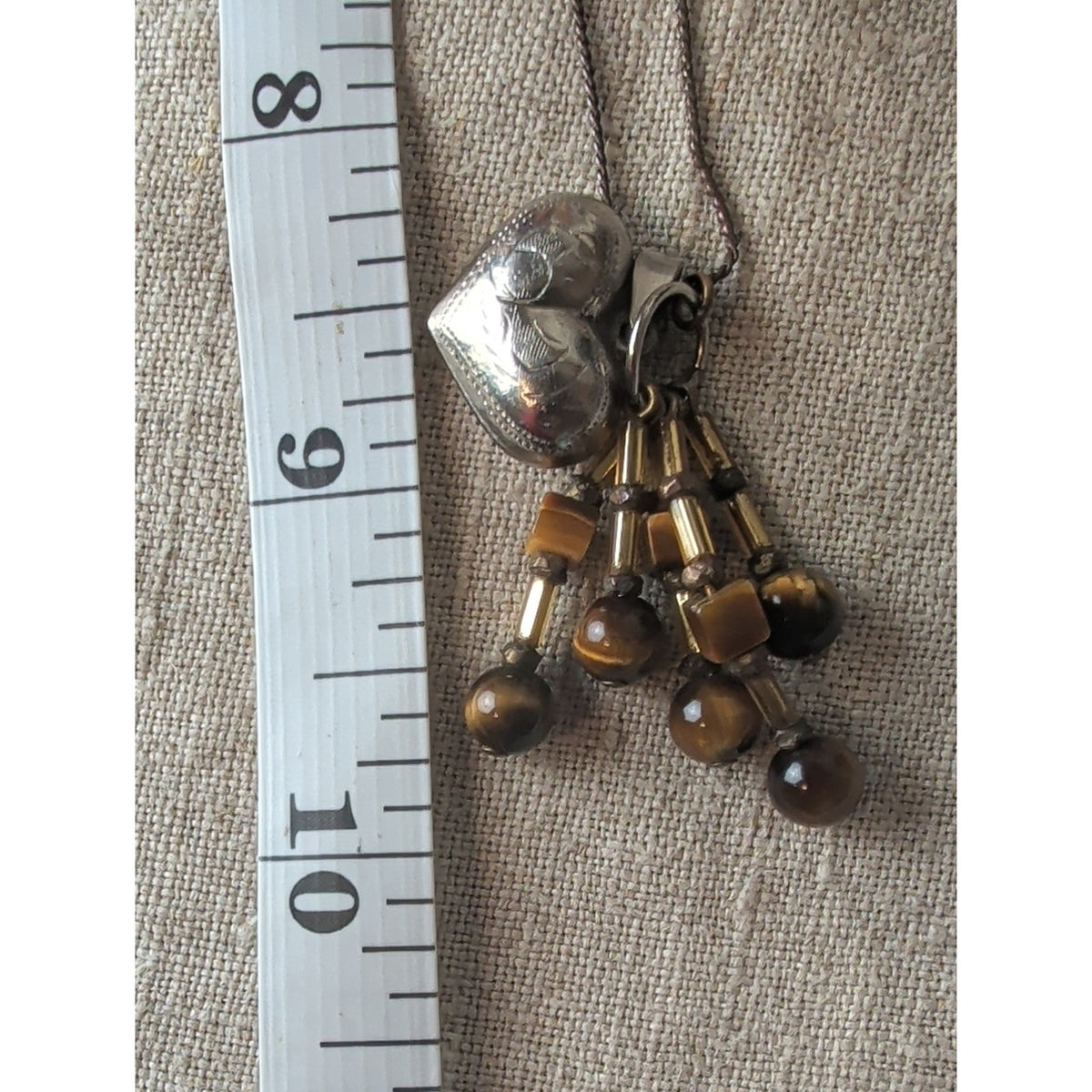 Vintage Free Spirit Jewelry Set Tiger Eye Heart Wing Earrings Romantic Pendant