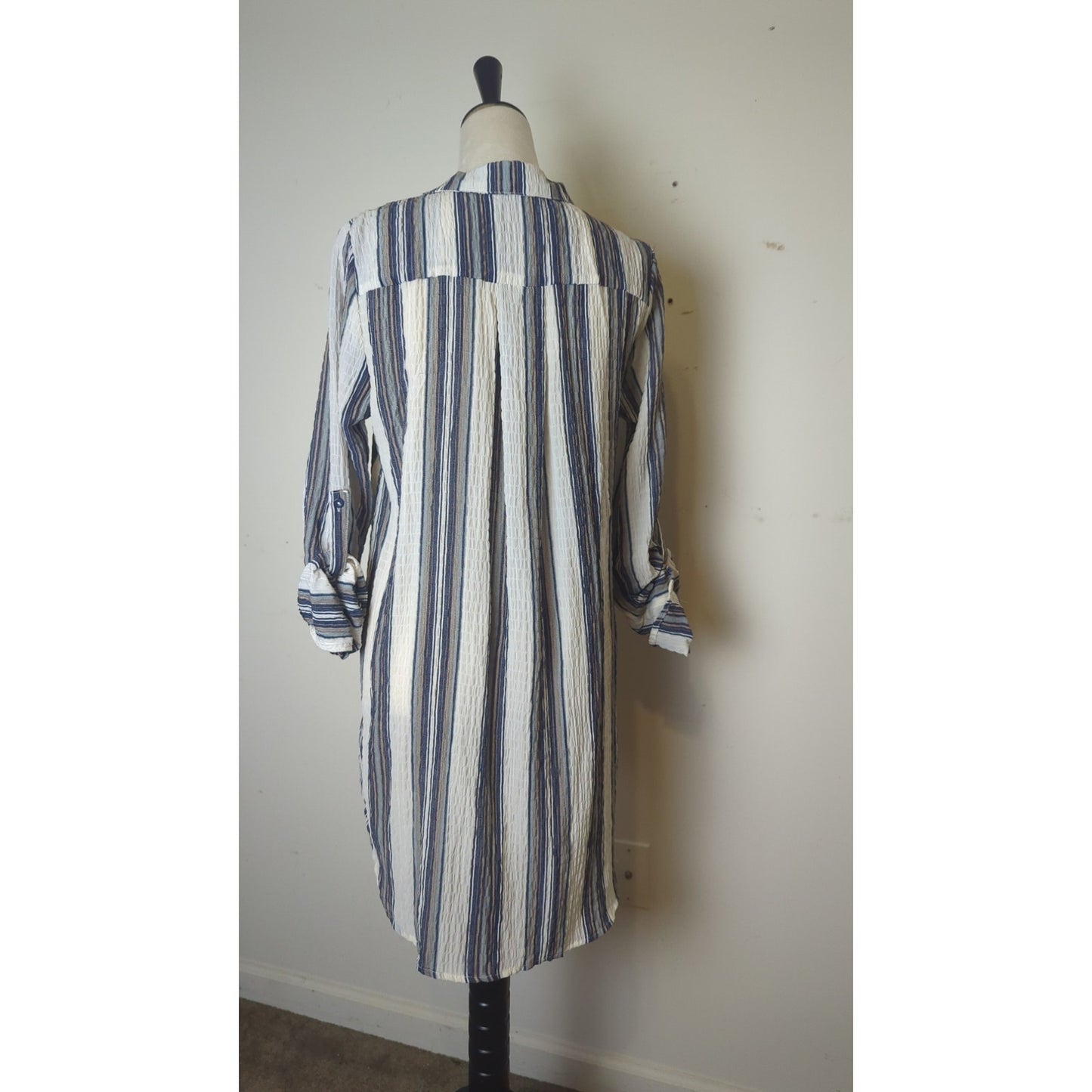NWT Gauzy Knit Nautical Striped High Low Coastal Cowgirl Dress Large