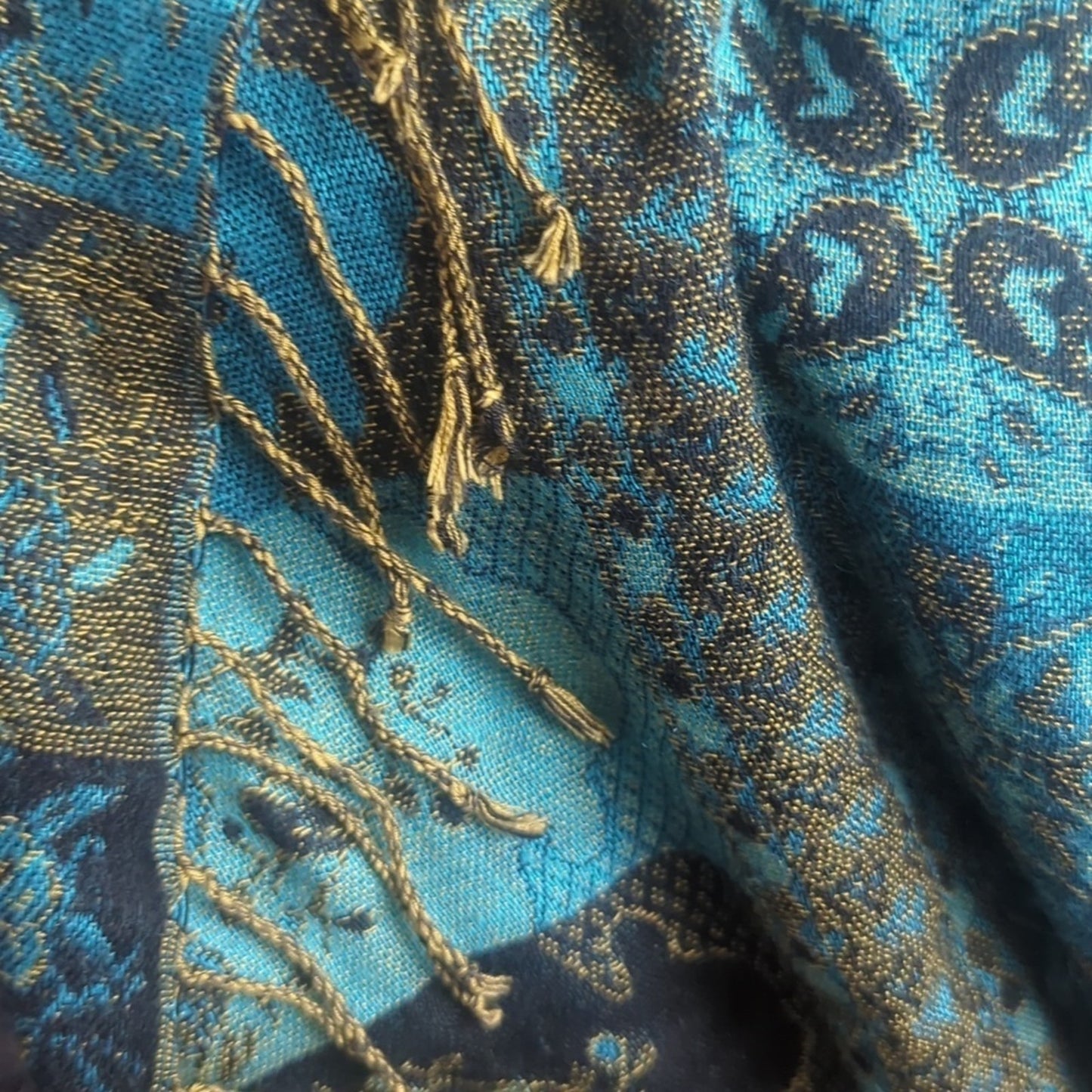 Mermaidcore Cashmere & Silk Scarf Shaw Wrap Fringe Extra Wide