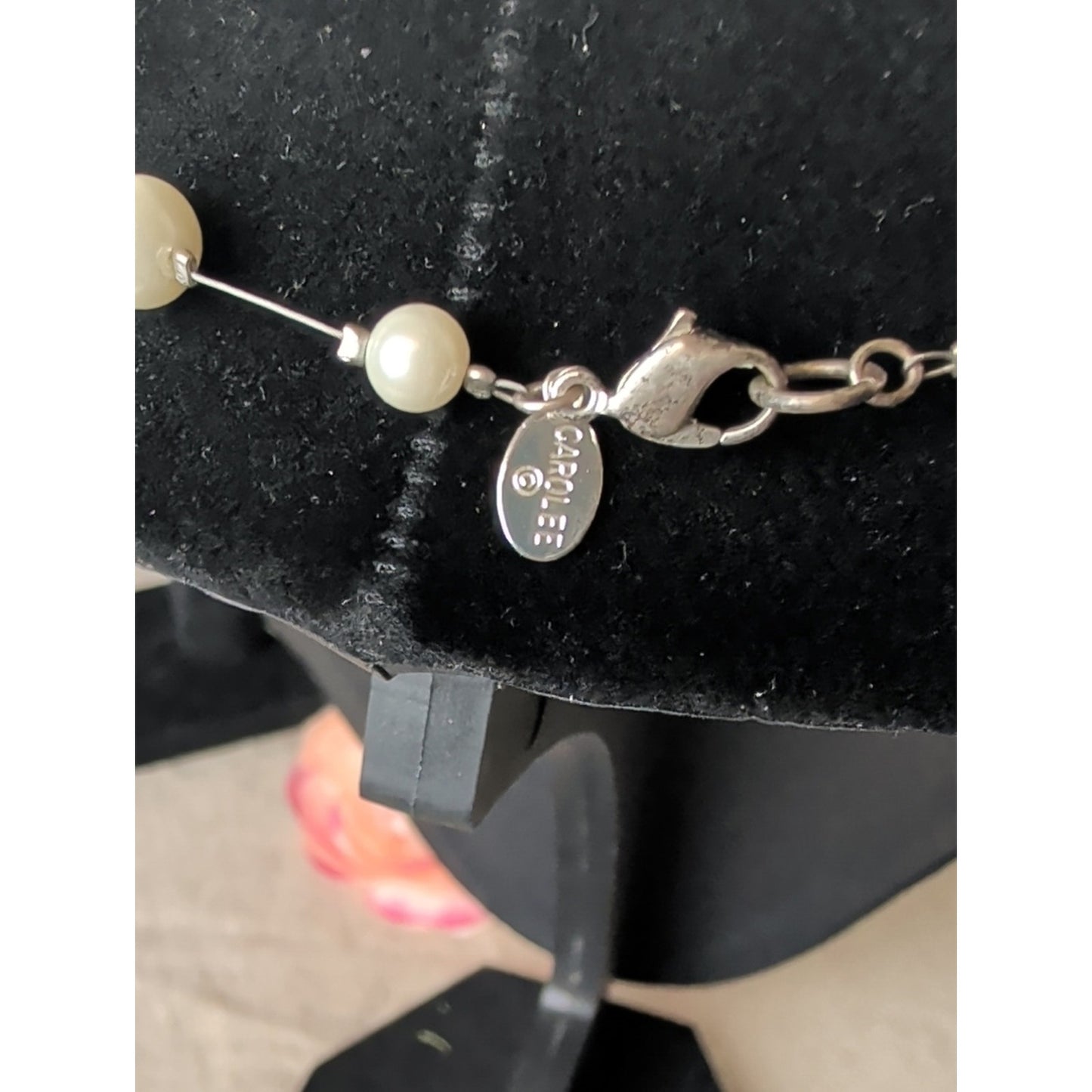 Carolee Ivory Pearl and Crystal Station Necklace Dainty Classic