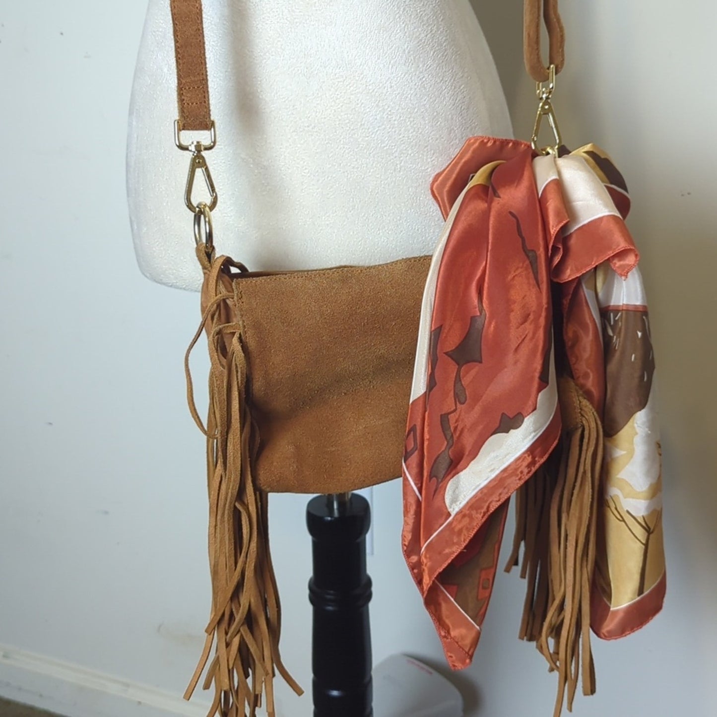 Vintage Desert Canyon Scenic 80's- 90s Western Landscape Satin Scarf