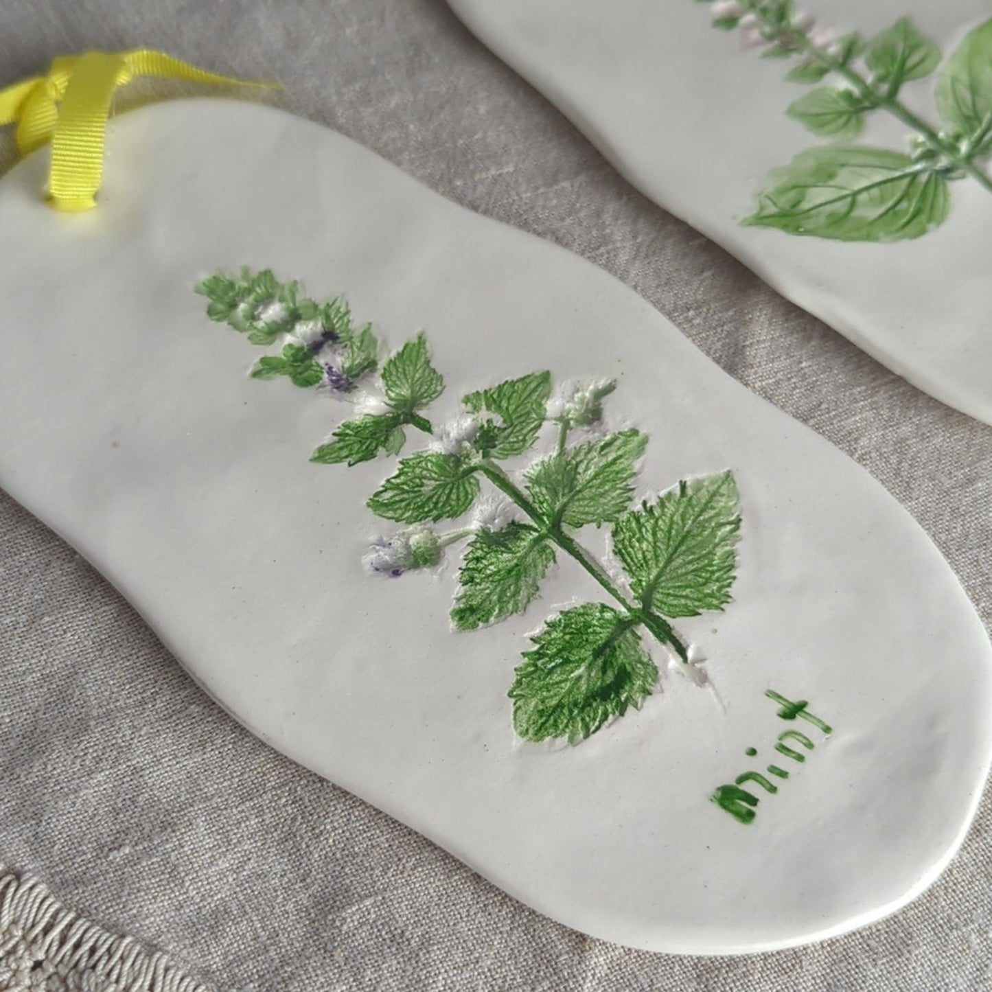 Hand Painted & Carved Herb Plaques Set of 8 Herb Kitchen Gallery Wall Display