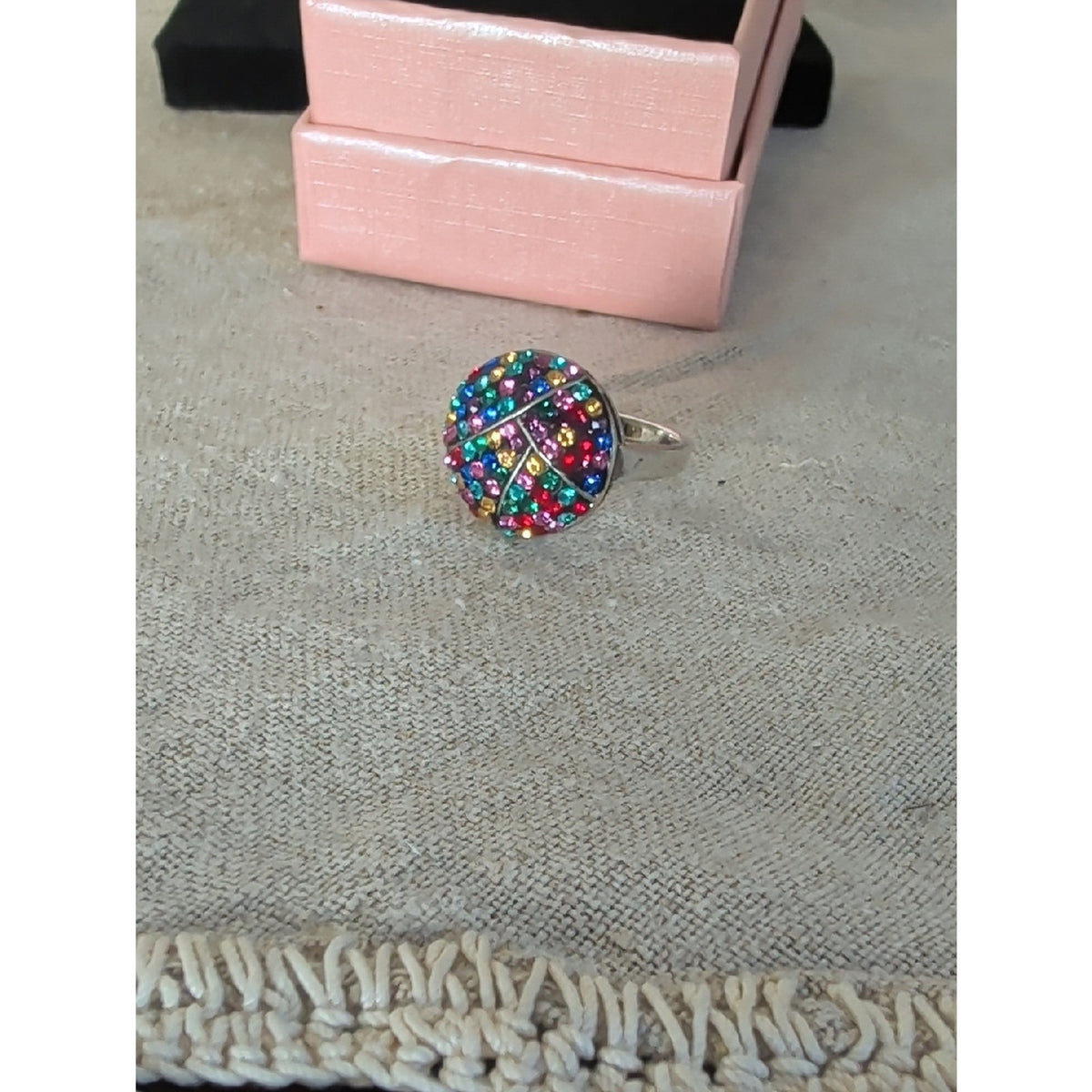 Colorful Rhinestone Cocktail Ring Y2K Dopamine Glam Statement Ring  Whimsical