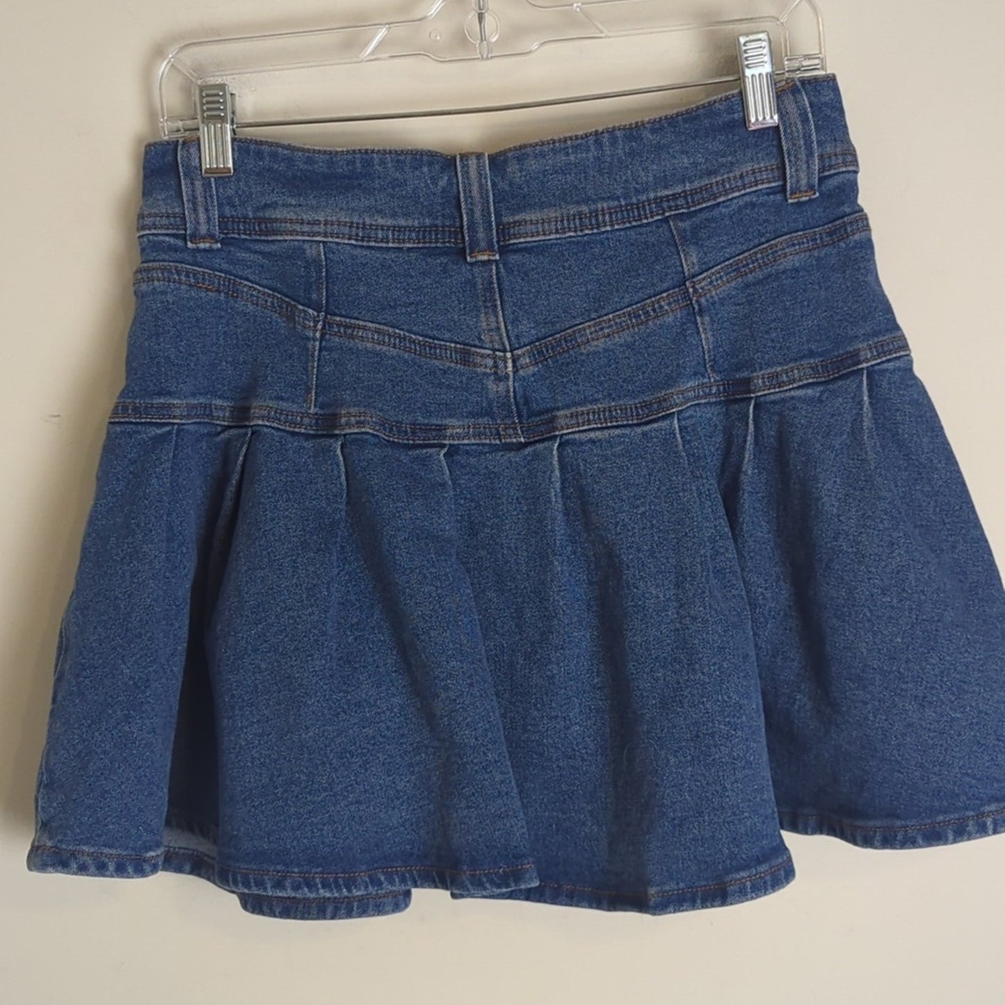 Preppy-Goth Denim Tennis Mini Skirt Pleated Pockets Size Medium