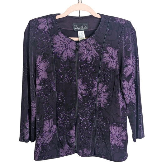 Vintage Whimsigoth Fairycore Glitter Zip Up Cardigan Jacket Women Small