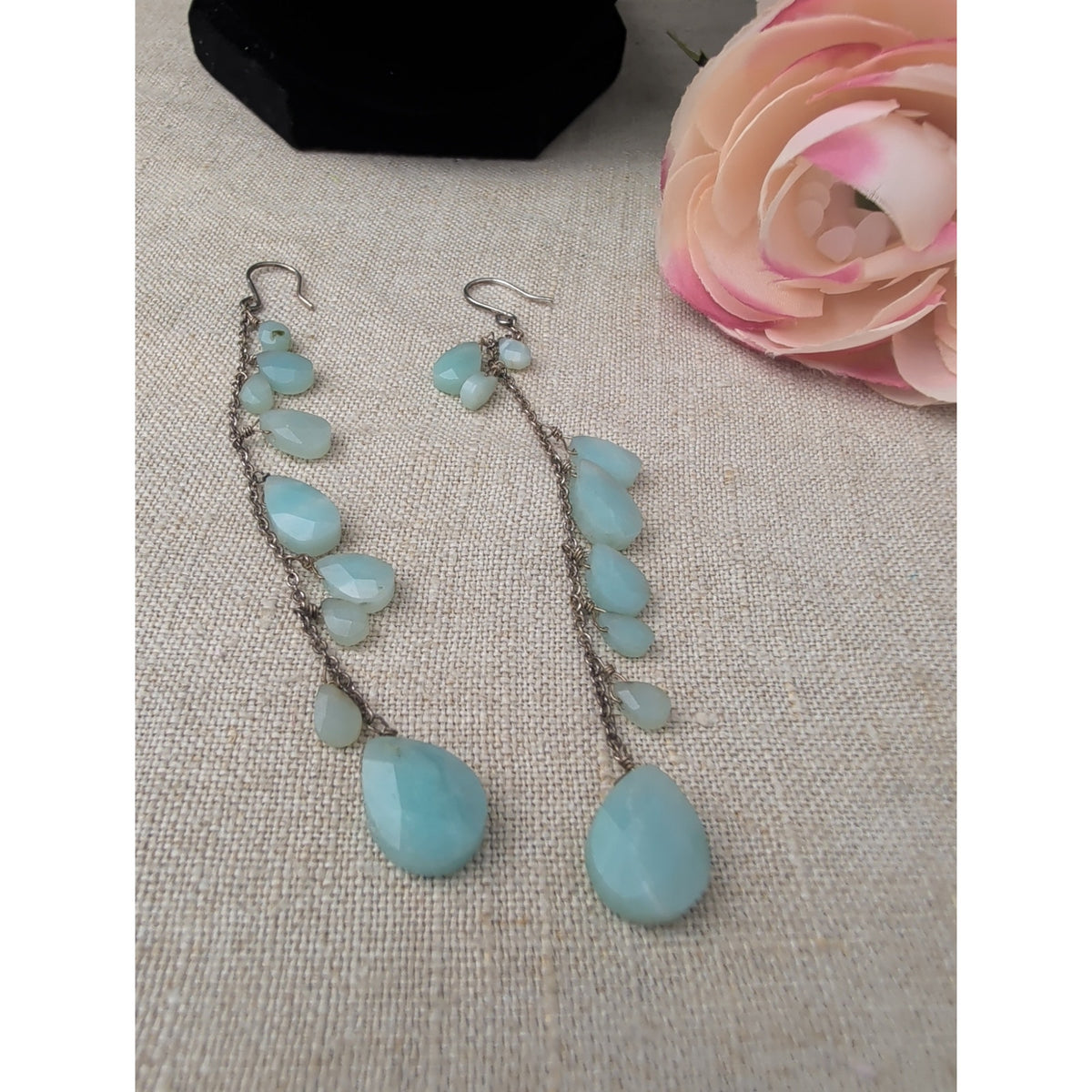 Aqua Chalcedony and Sterling Silver Dangle Earrings