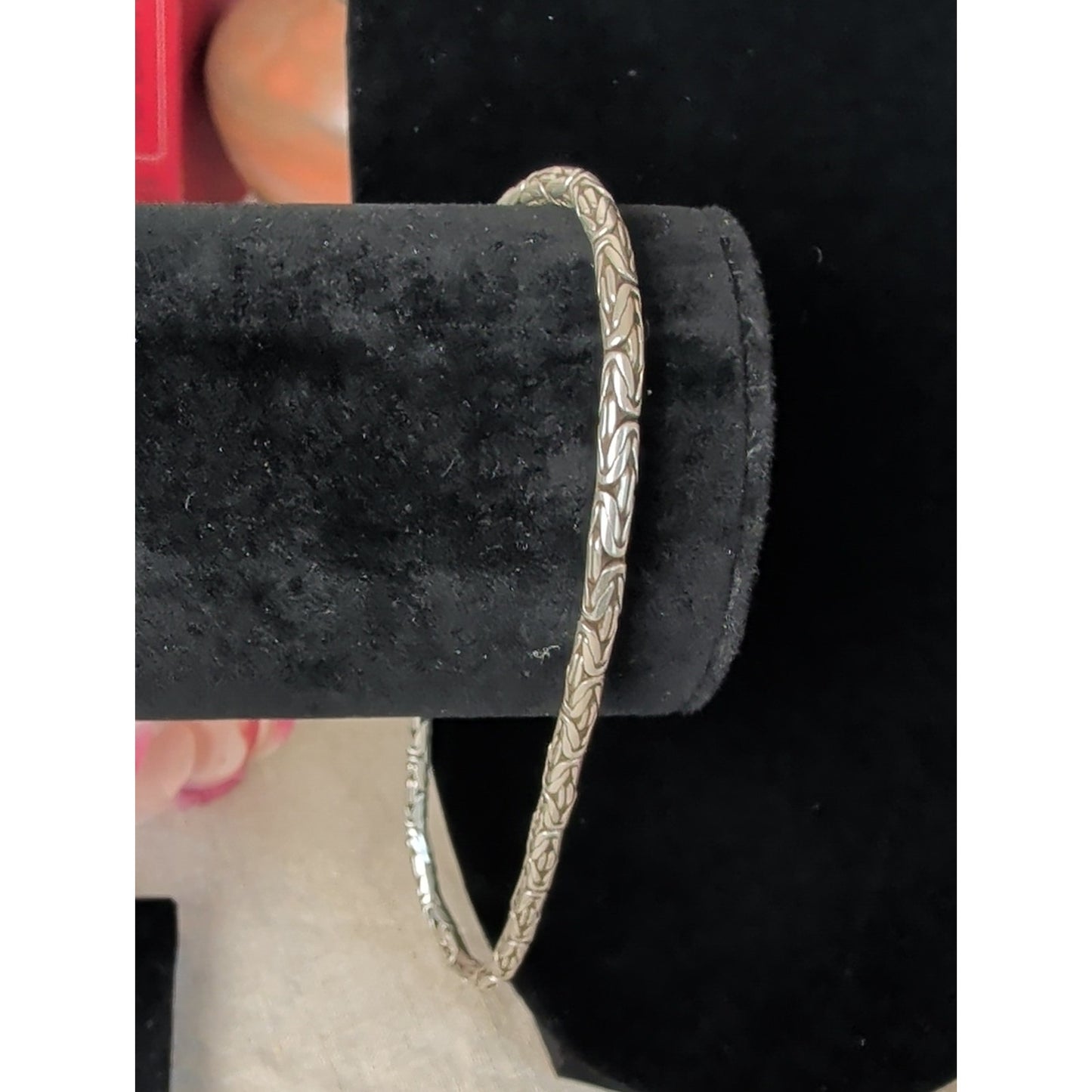 Vintage 925 Sterling Silver Byzantine Anklet 10"  Solid Sterling King's Chain