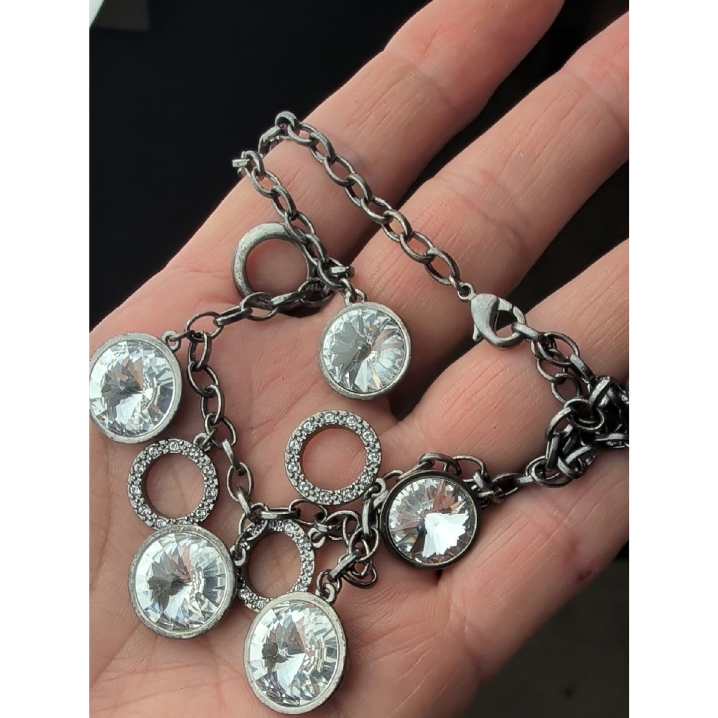 Touchstone Crystal by Swarovski Statement Necklace Faceted Crystal Pavé Charms
