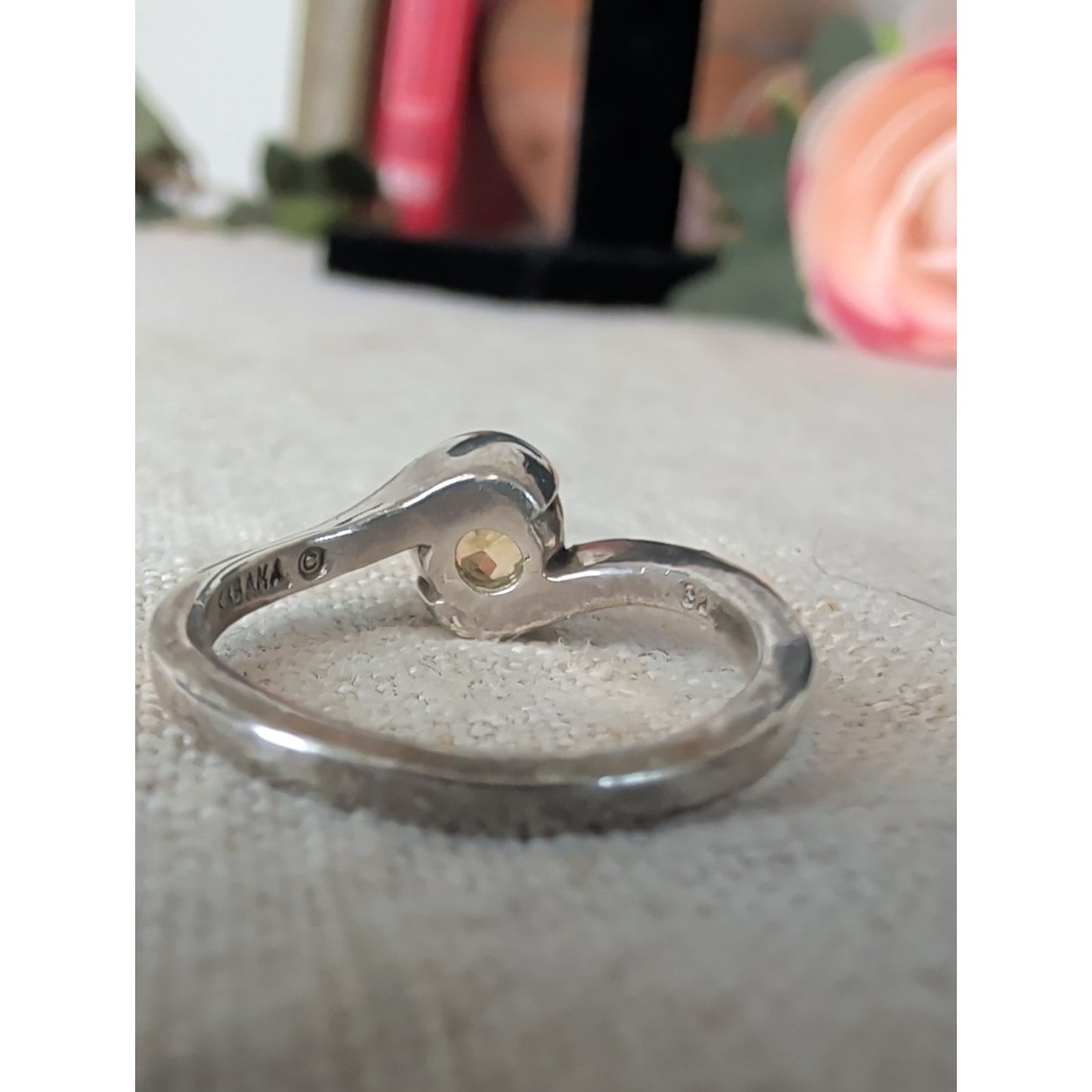 Kabana Vintage Sterling Silver Citrine Bypass Ring Size 6.5