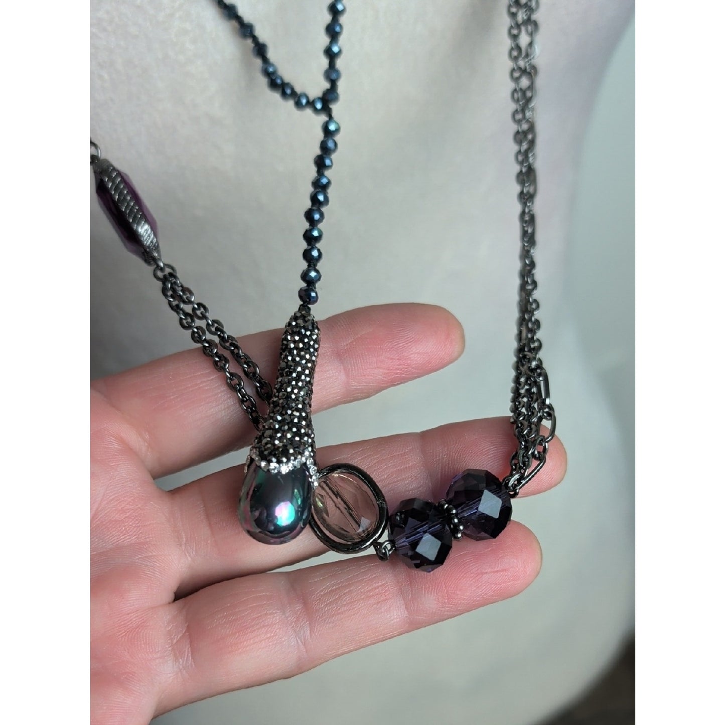 Whimsigoth Dark Romantic Jewelry Lot 6 Necklaces 2 Earring Sets, 2 Stretch Rings