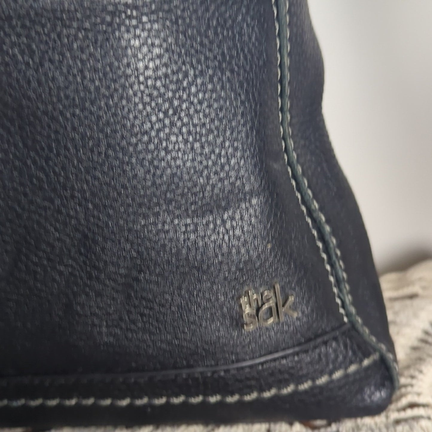 Vintage The Sak Pebbled Leather Crossbody Bag Black Travel