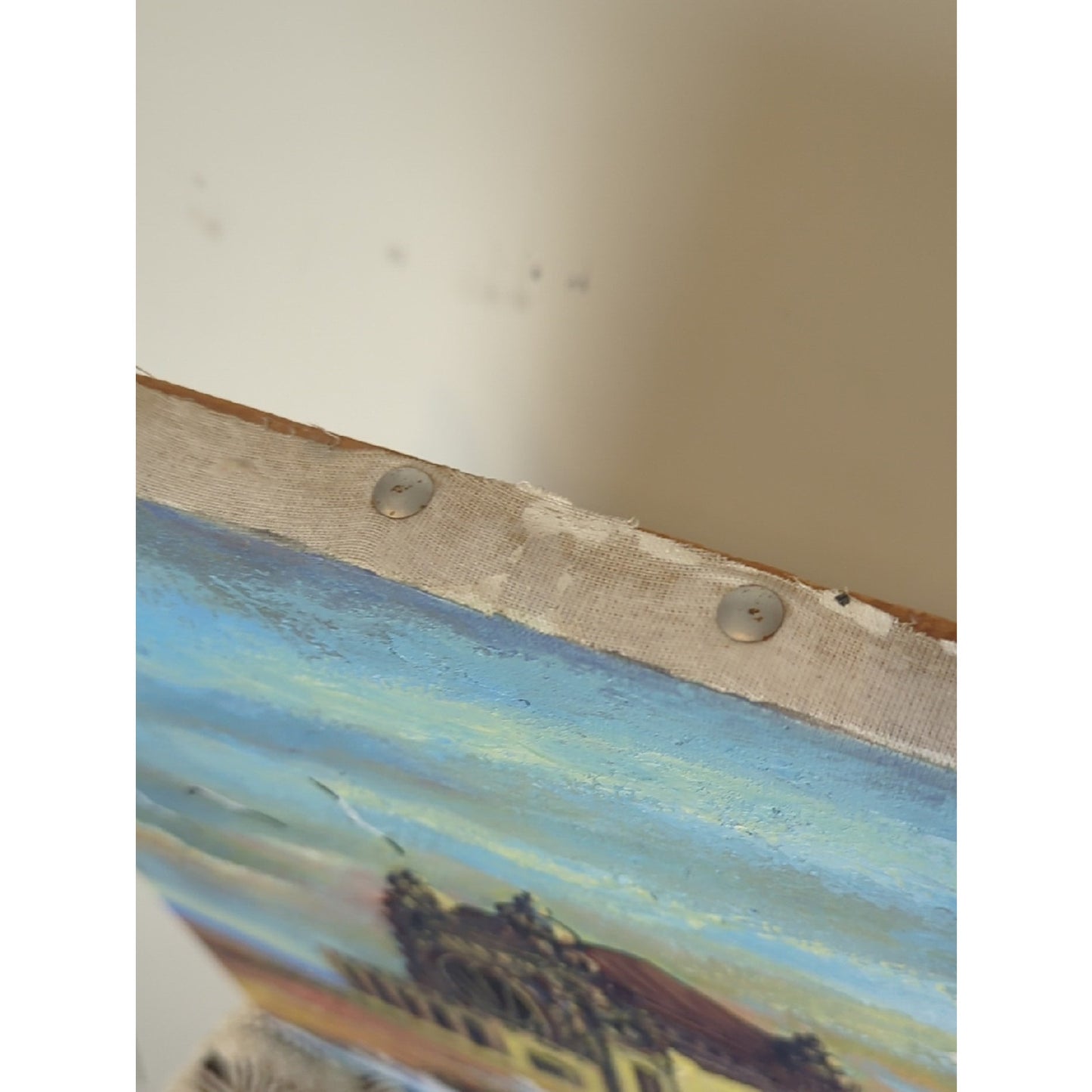 Signed Coastal Seascape Texture Painting Mediterranean Architecture Ocean Waves