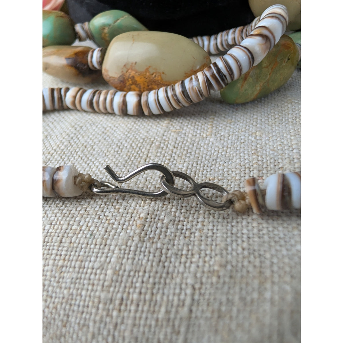 Vintage Navajo Royston Green Turquoise Nugget Shell Heishi Necklace 74g 29"