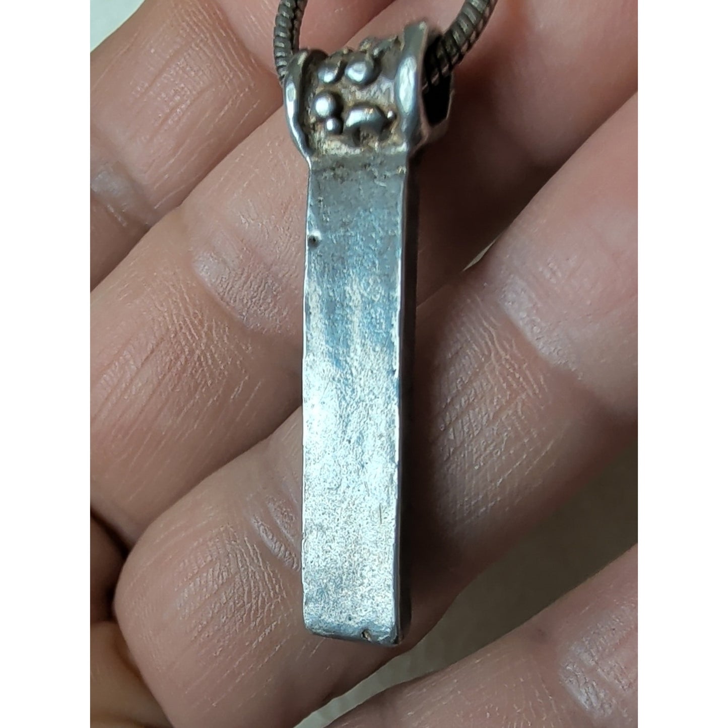 Floral Pendant Necklace 925 Botanical Bar Pendant Mixed Metal