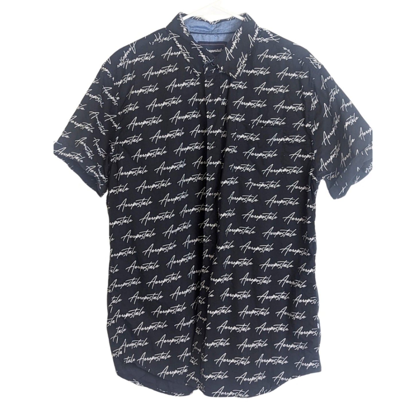 NWOT Logo All-Over Print Aeropostale Button Down Shirt Men's Size XL