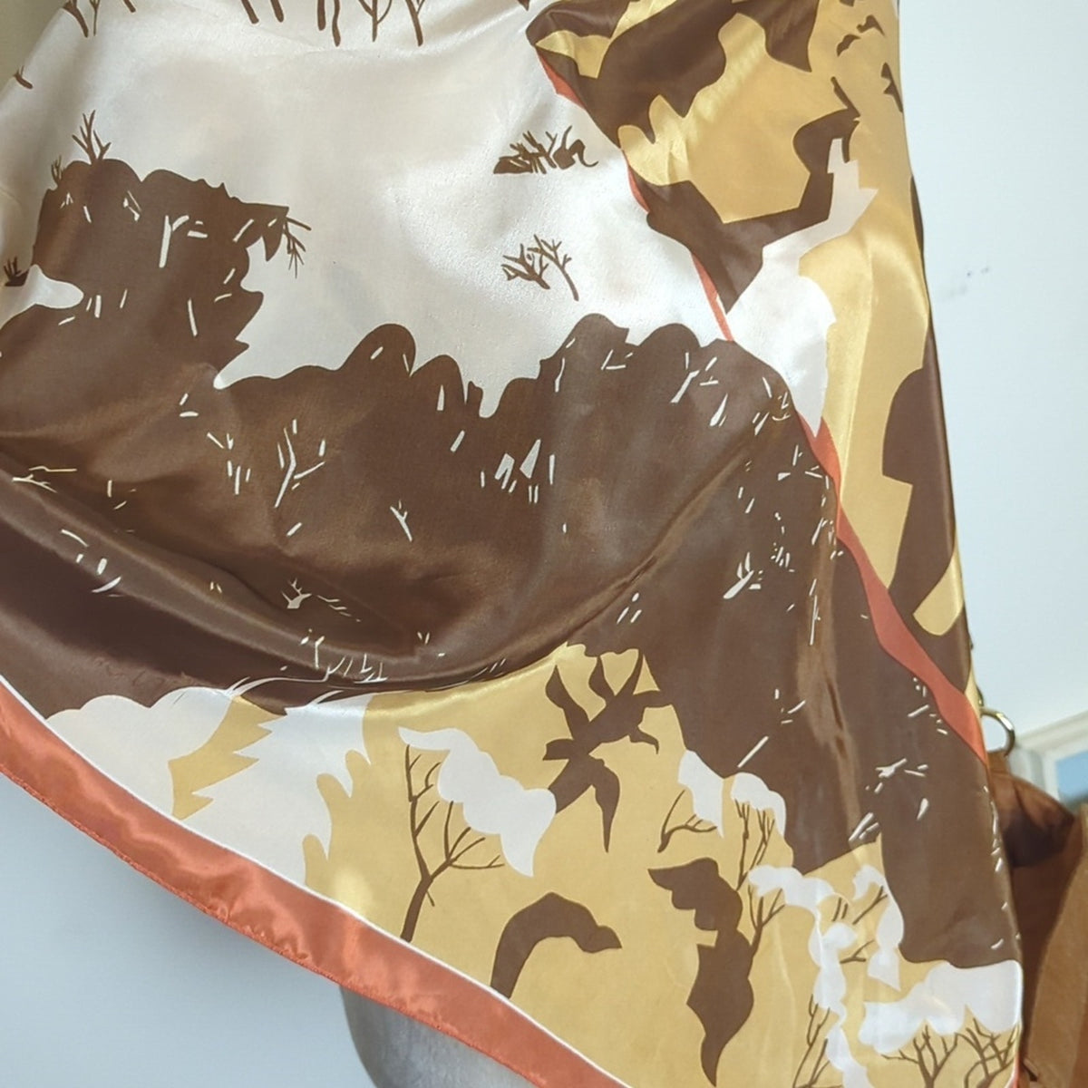 Vintage Desert Canyon Scenic 80's- 90s Western Landscape Satin Scarf