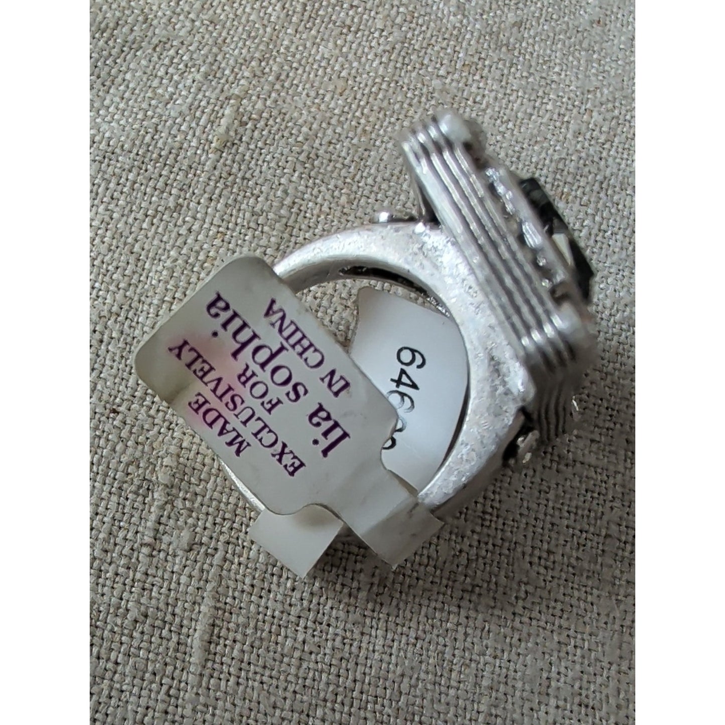 Lia Sophia Acropolis Statement Cocktail  Retired Mirror Crystal Silver Ring 9