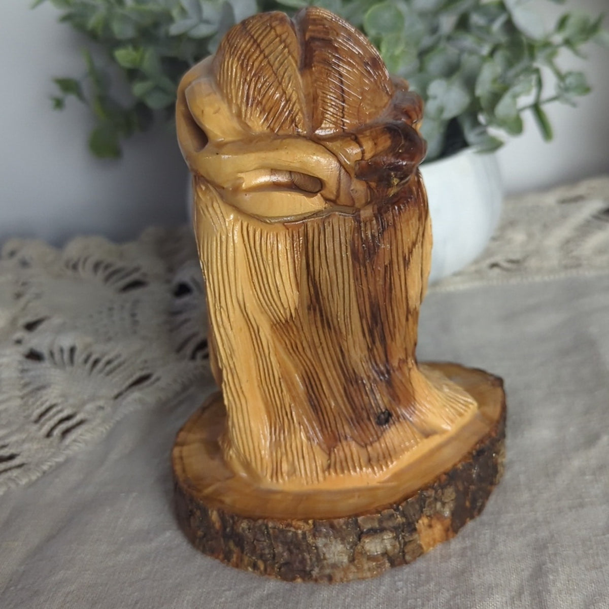 Vintage Hand Carved Olive Wood Jesus Bust Holy Land Israel Religious Carving