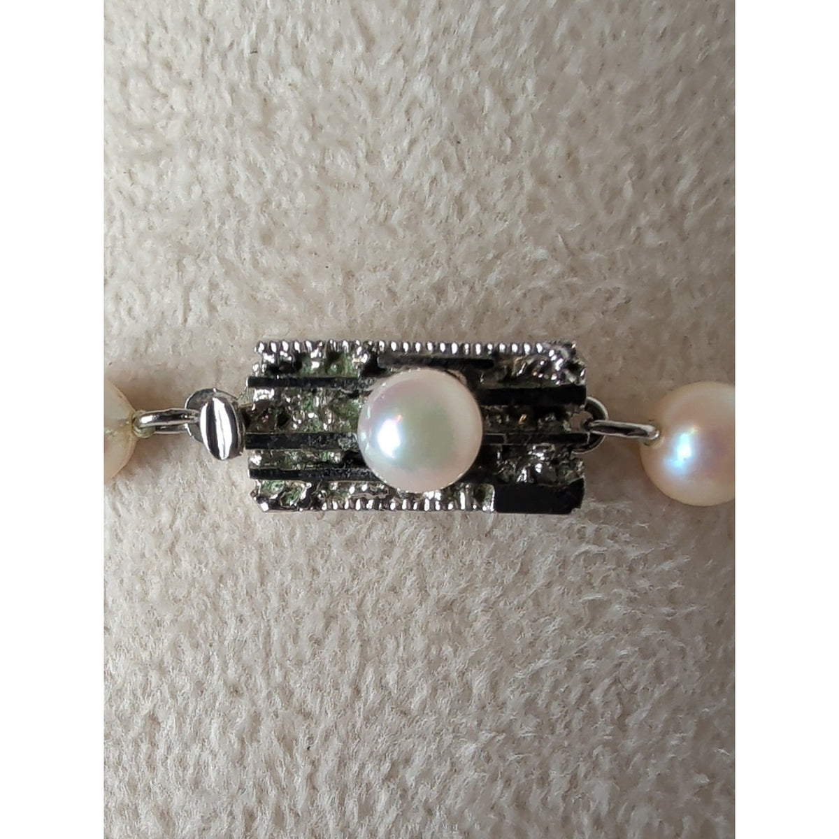 Vintage Genuine Cultured Pearl Necklace Sterling Silver Box Clasp 26"