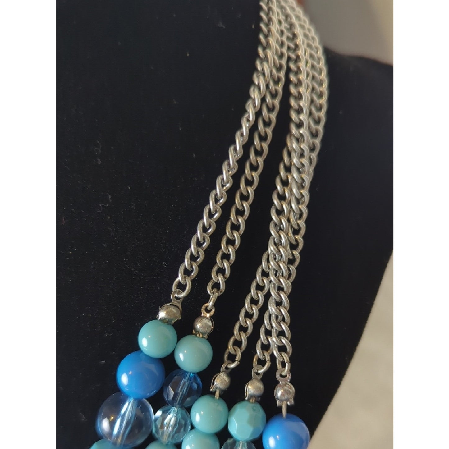 Vintage Seahorse Statement Necklace, Coastal Art to Wear, Layered Beaded Ocean