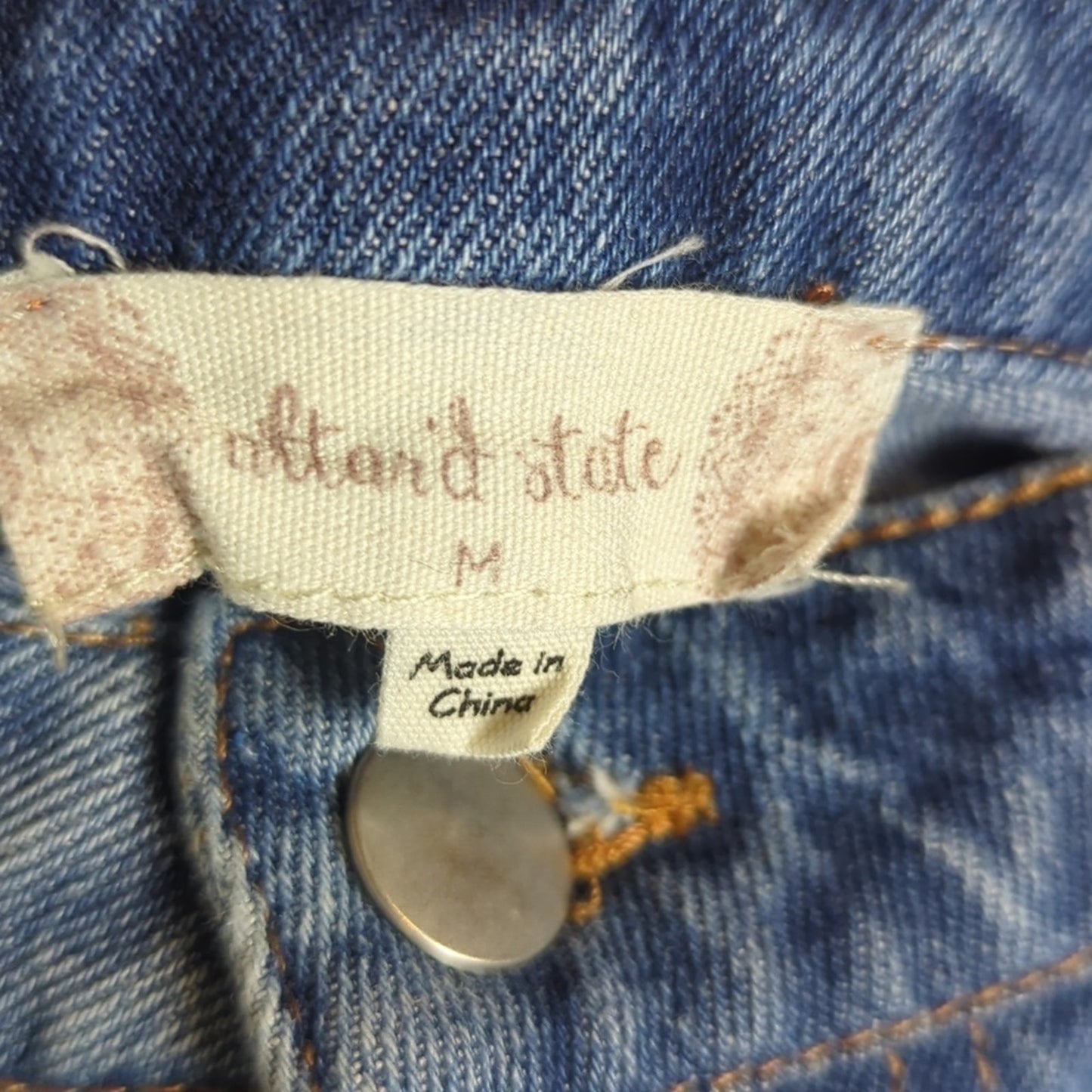 Y2K Altar'd State Denim Mini Skirt Frayed Hem Women's Size Medium
