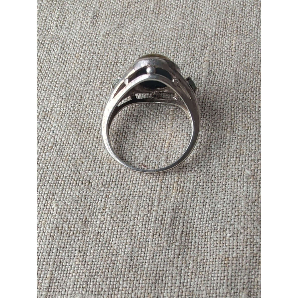 Vintage 925 Sterling Silver Abalone Statement Ring Southwestern Boho