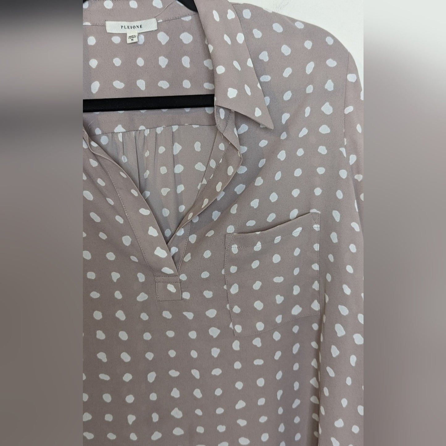 Pale Pink & White Feminine Polkadot Blouse Women's size Medium