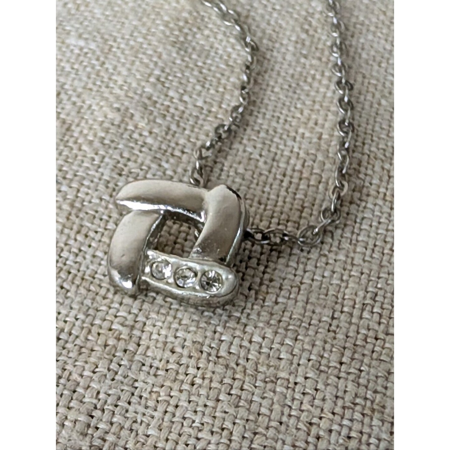Dainty Necklace Minimalist Silver Tone Layering Jewelry 18K GP CZ Pendant