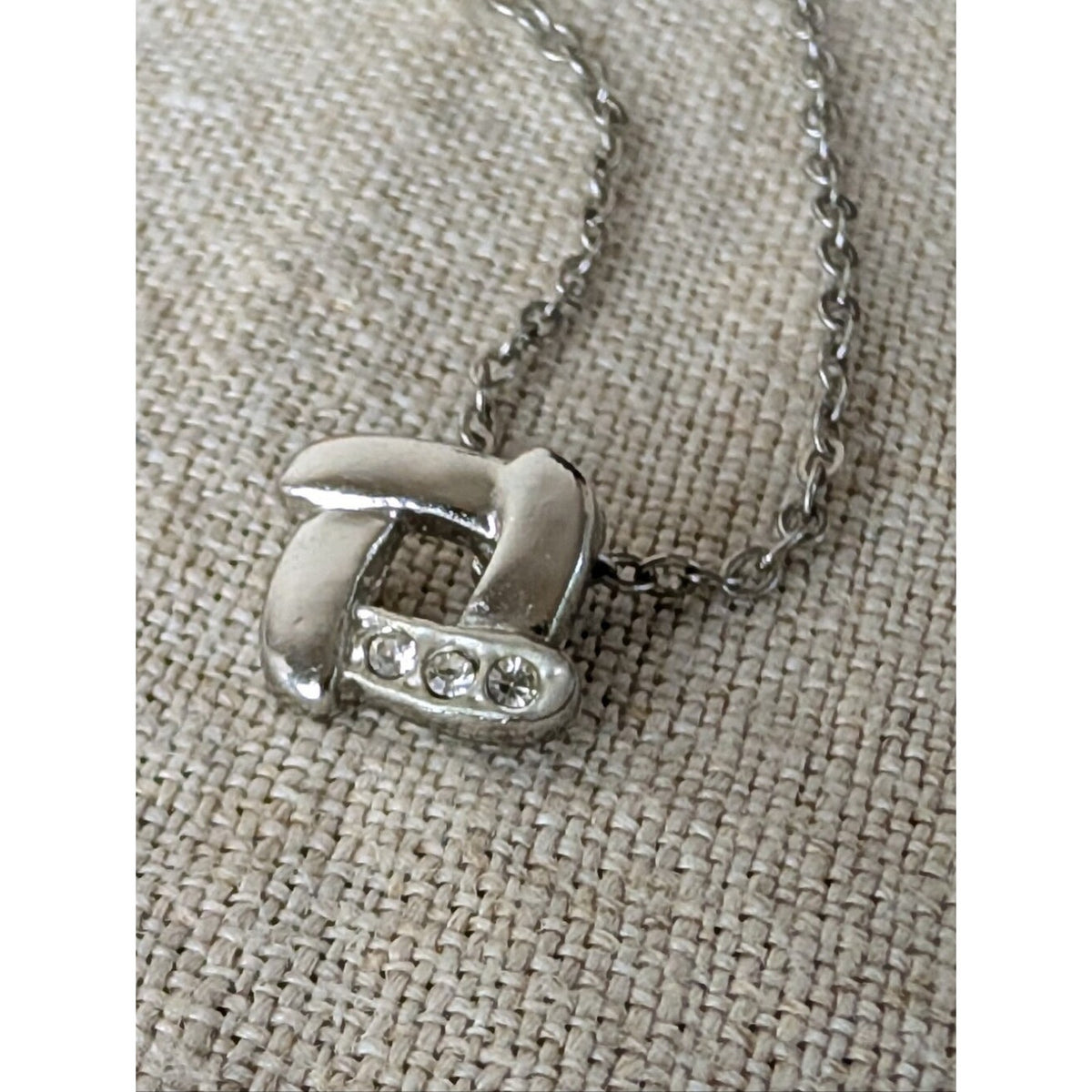 Dainty Necklace Minimalist Silver Tone Layering Jewelry 18K GP CZ Pendant