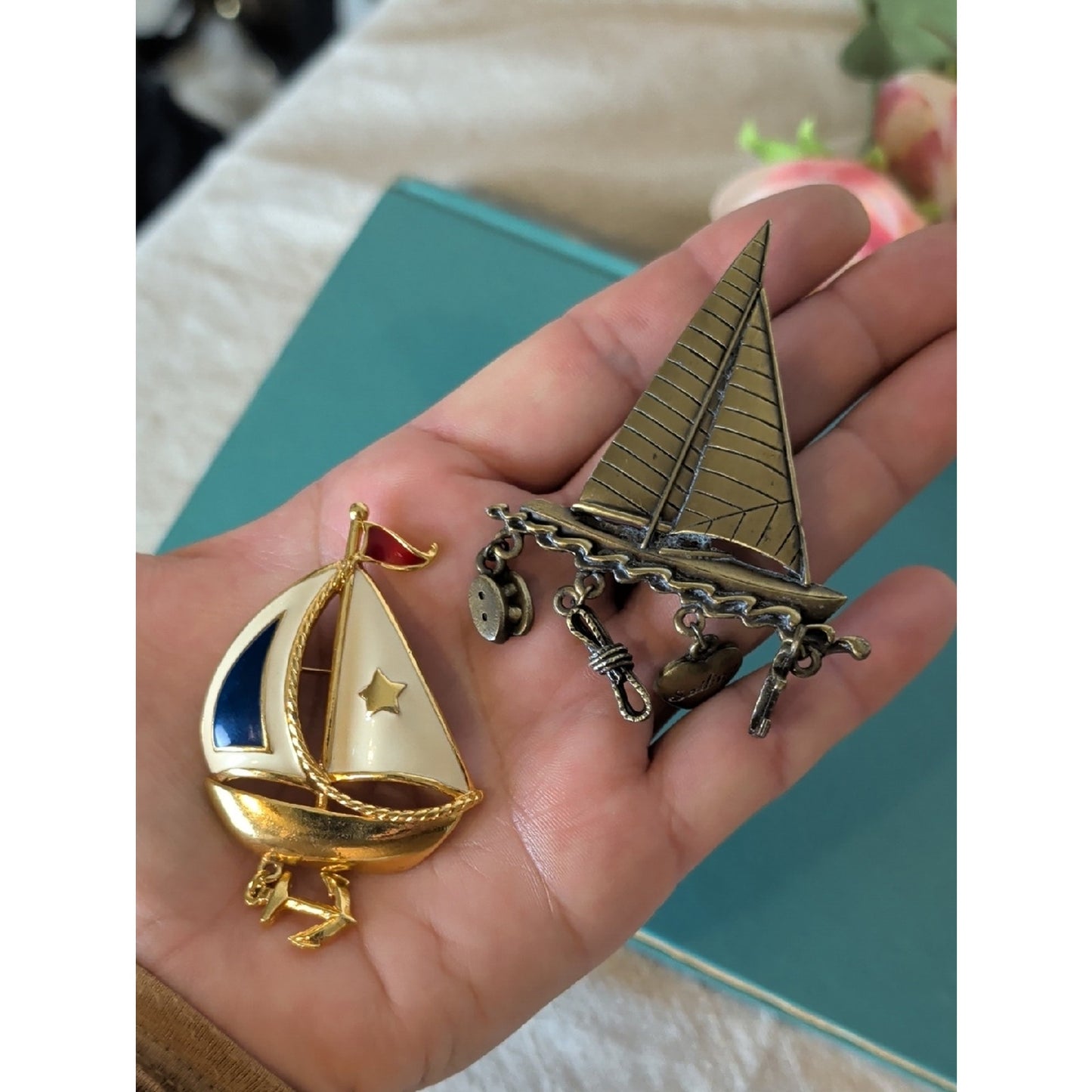 Vintage Nautical Sailboat Brooch Lot JJ Avon  Coastal Grandma Maritime Cottagec