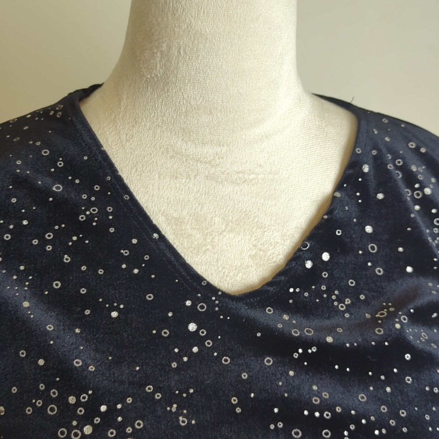 Vintage 90's / Y2K Black Velvet Top Silver Shimmer Women's MP