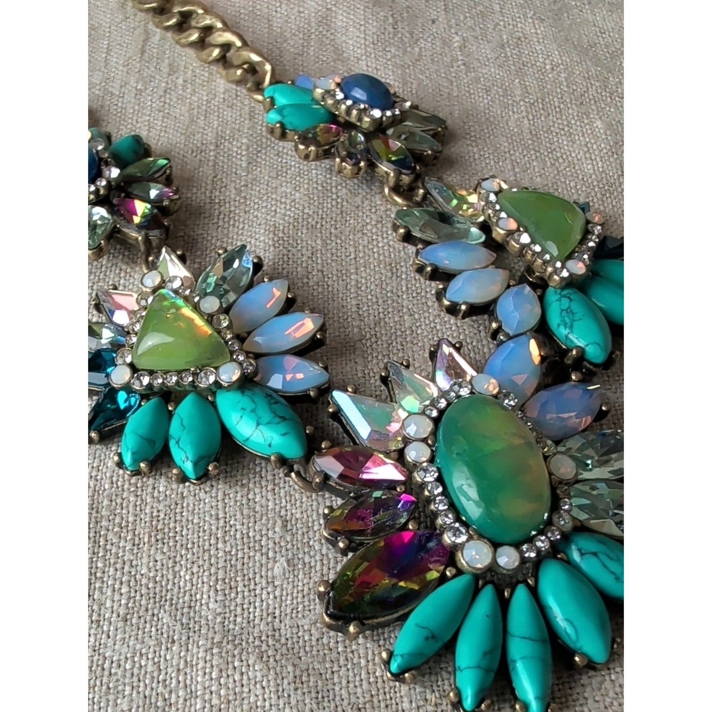 Chloe + Isabel Mermaidcore Statement Necklace Opalescent Crystal Turquoise Boho