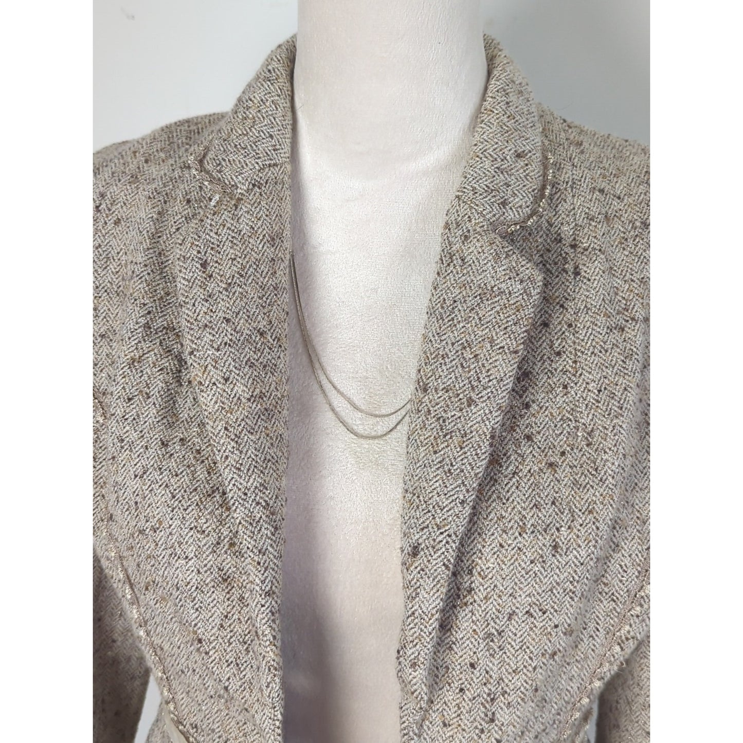 Vintage French Wool Tweed Blazer Angel Nina Paris Jacket Equestrian Style Small