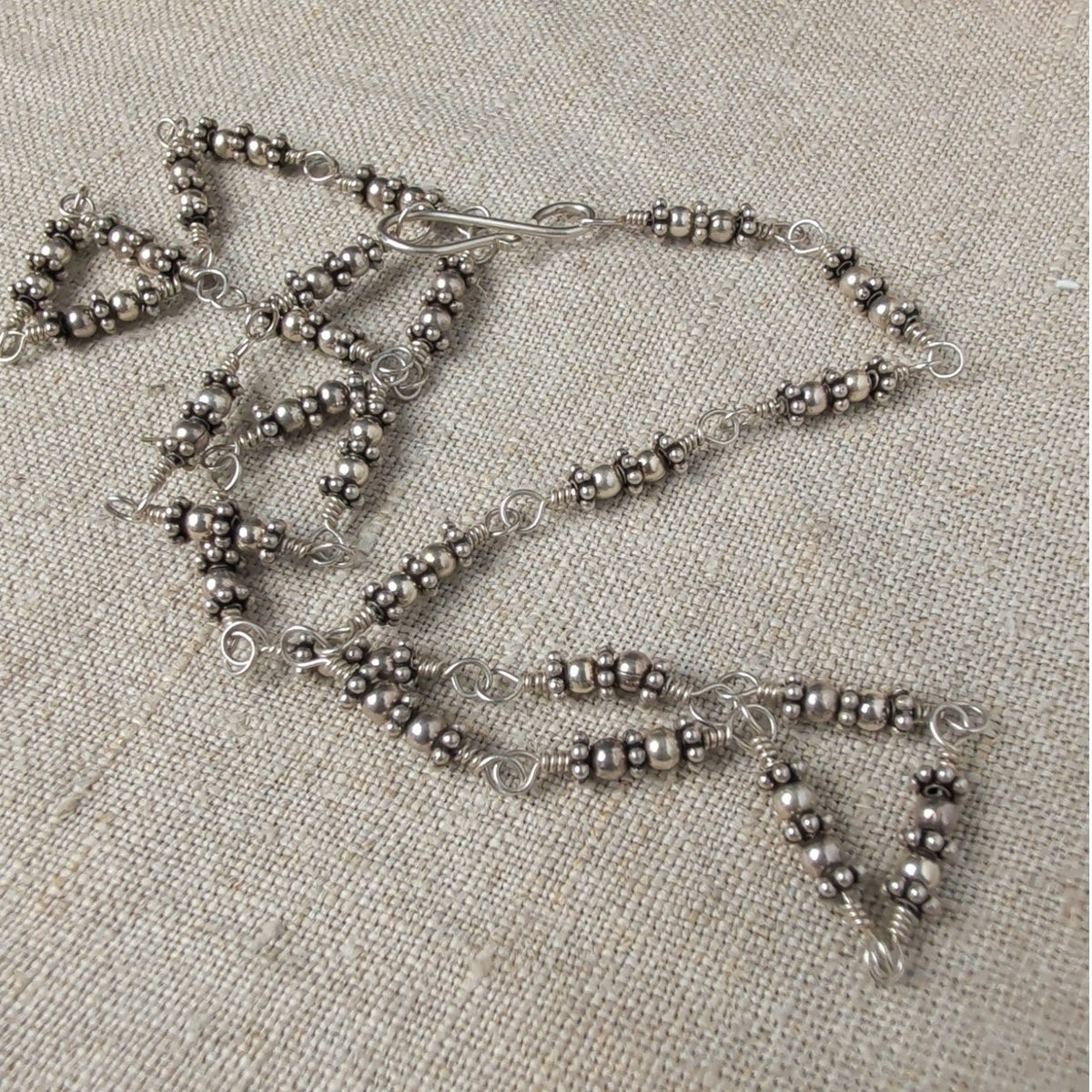 Artisan Ornate 925 Silver Chain Shepherd's Hook Minimalist Necklace