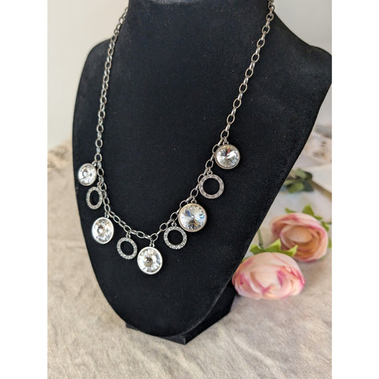 Touchstone Crystal by Swarovski Statement Necklace Faceted Crystal Pavé Charms