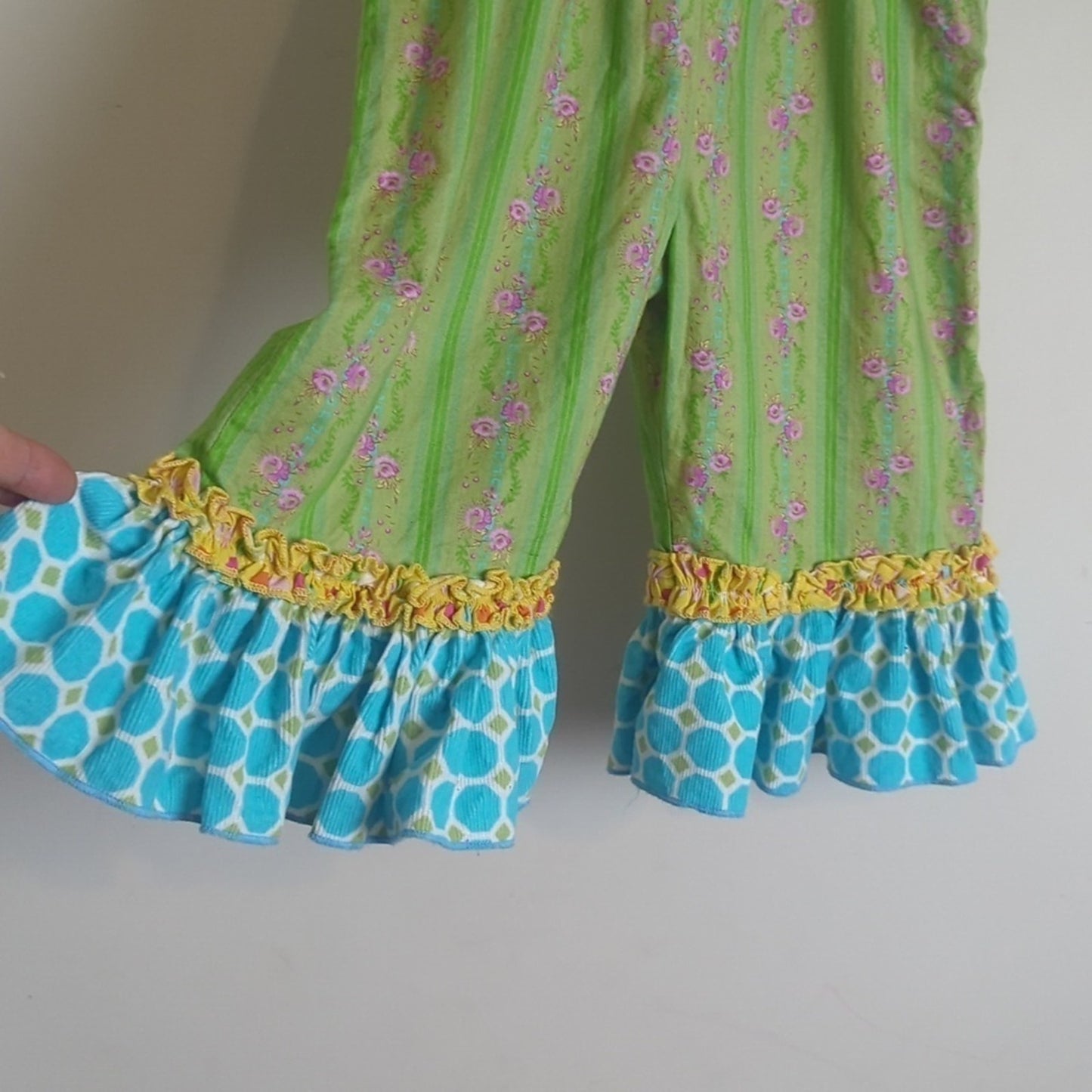 La Jenn's Romper Snowman Corduroy Bell Bottoms Patchwork Girl 18 Months