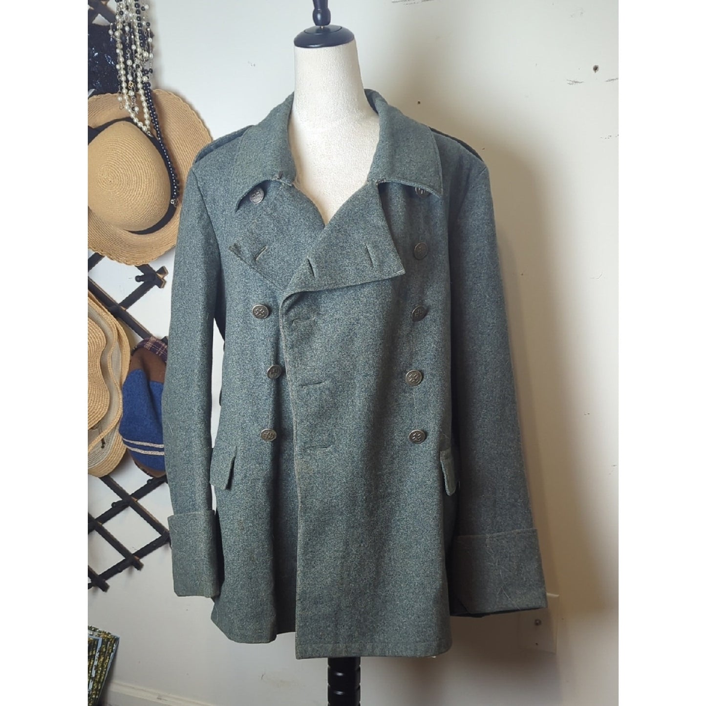 Vintage Swiss Army Wool Jacket Military Unisex Coat Structured Tailored Wool