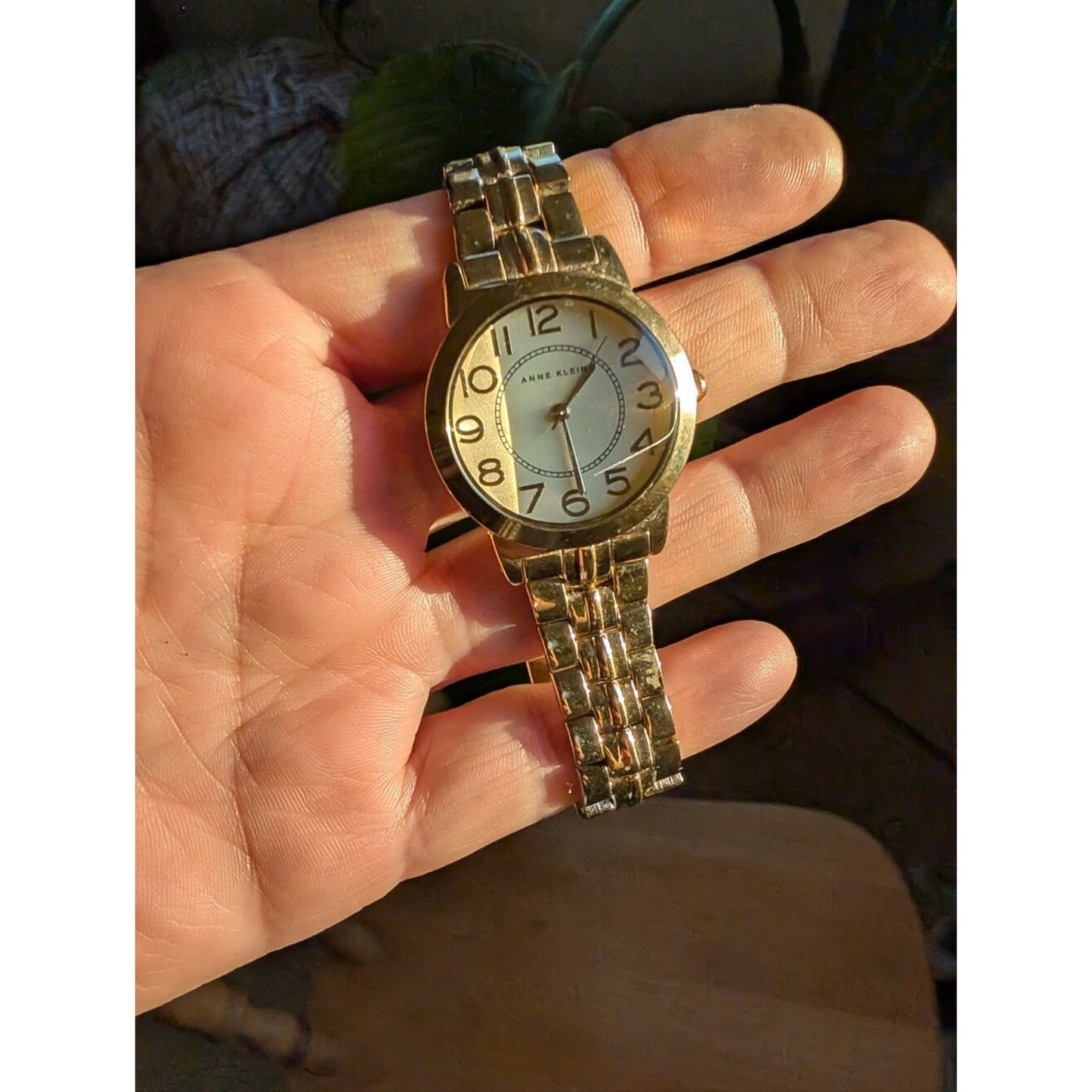 Anne Klein Gold Tone Watch Y2K Minimalist Bracelet Watch Classic Office Chic