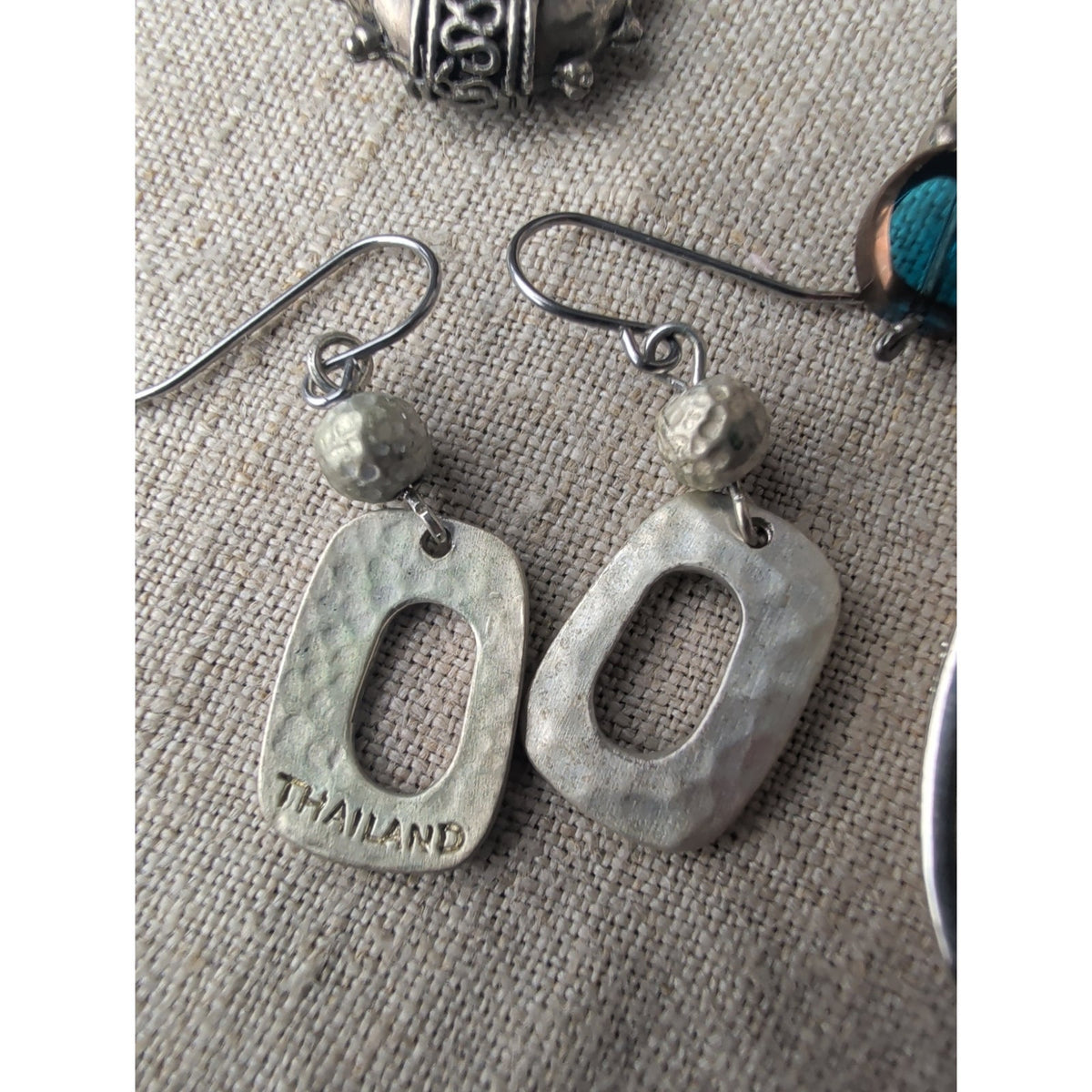 Seven Pair Earring Set Boho Tribal Silver Tone Faux Pearl /Turquoise