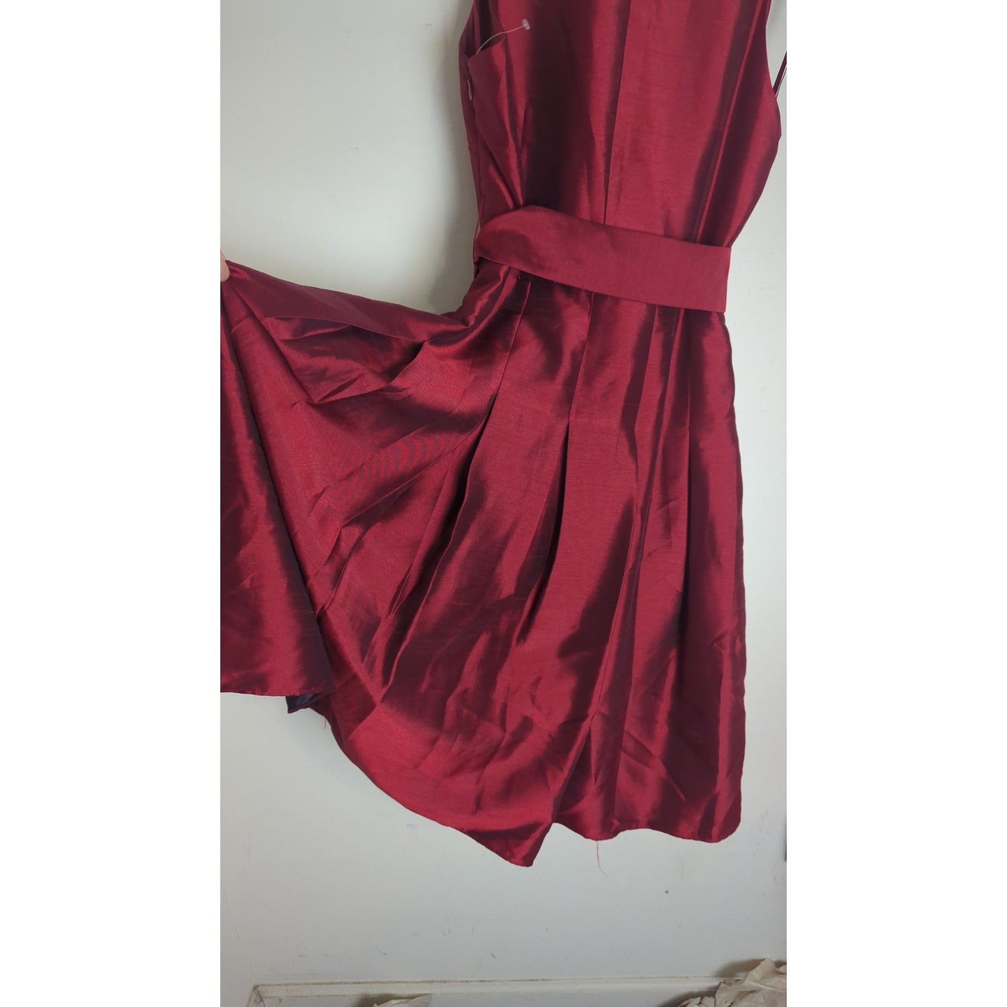Evan Picone Red Holiday Fit & Flare Dress Belt Faux Wrap Women's 6