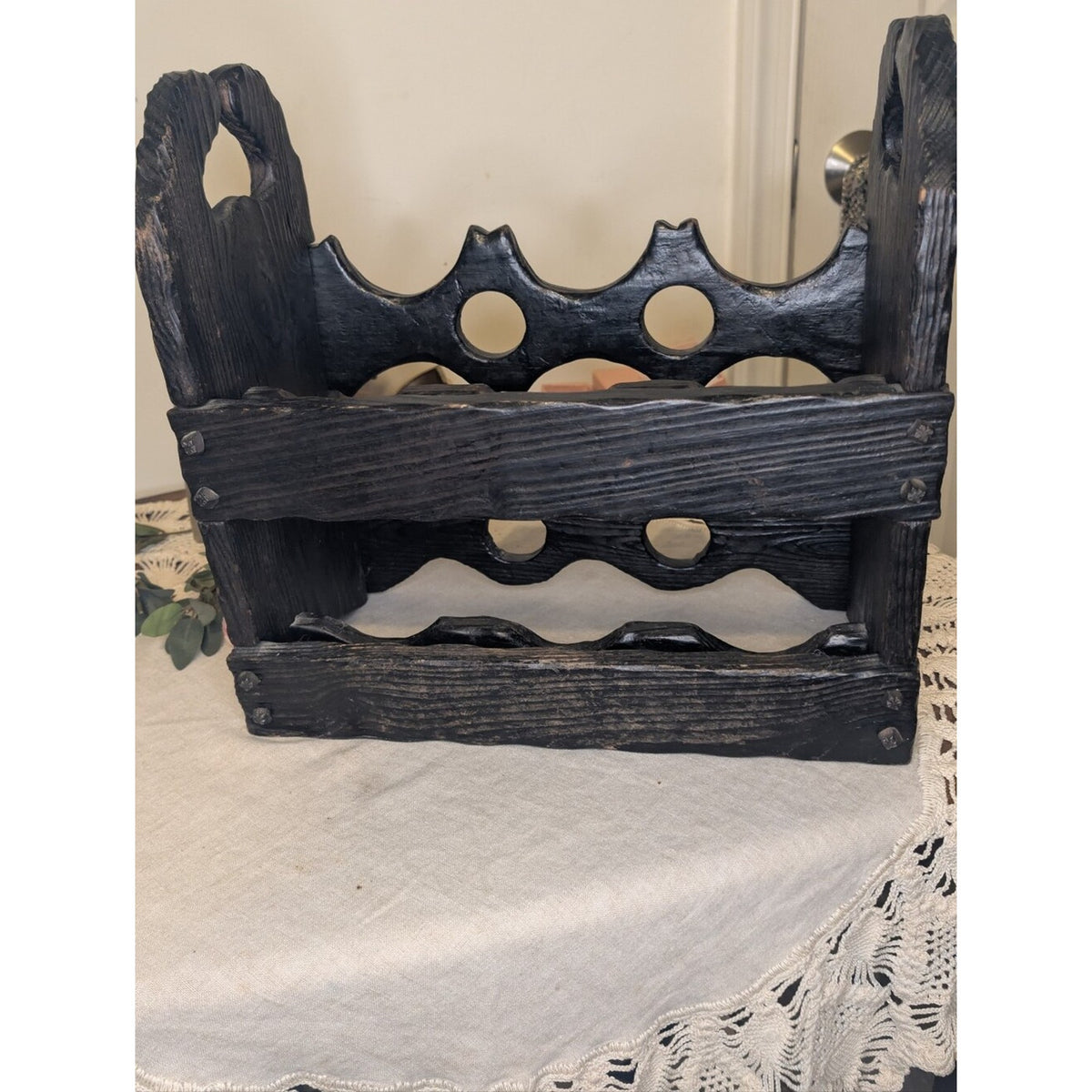 Rustic Gothic Wooden Wine Rack  Castlecore Jewelry Organizer Display