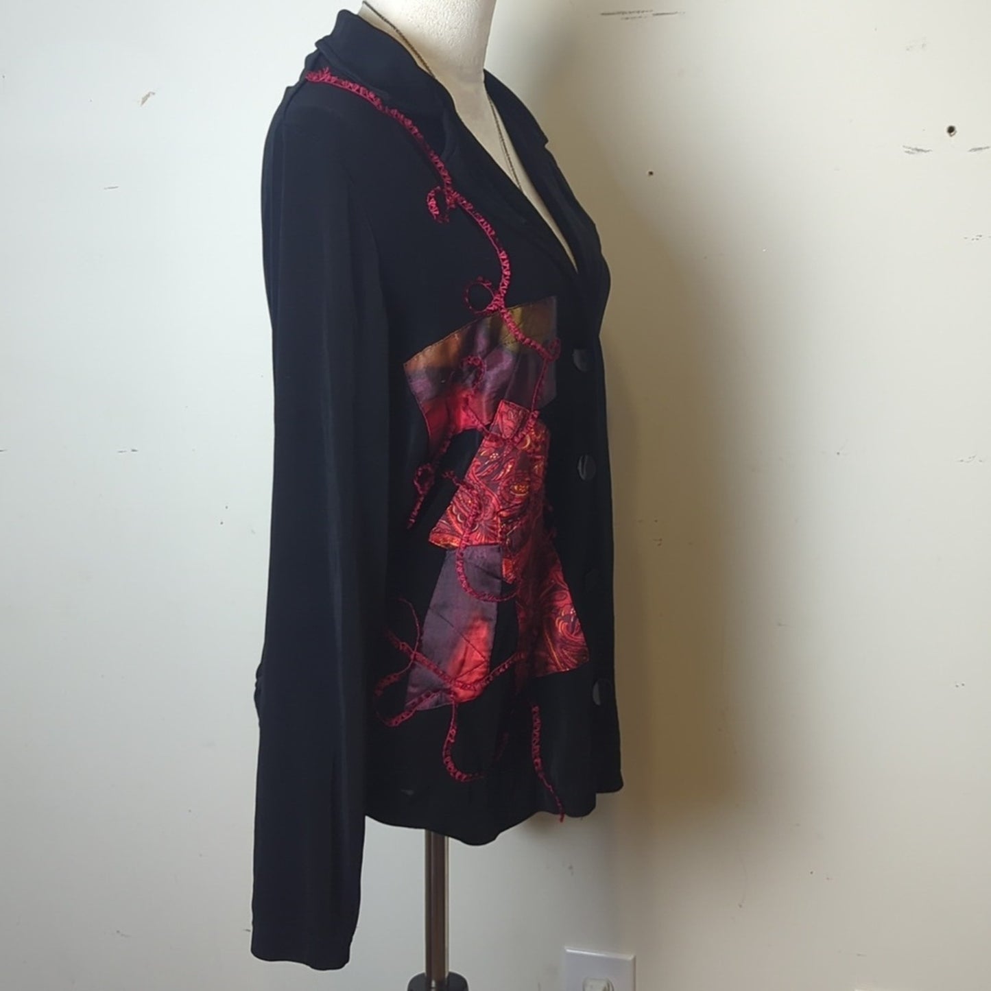 Vintage Art to Wear Patchwork Jacket Abstract Textured Whimsigoth Large